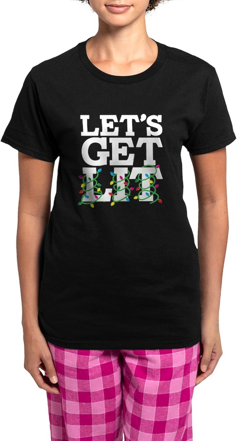 CafePress Lets Get Lit Women's Dark Pajamas Womens Novelty PJ Sleepwear