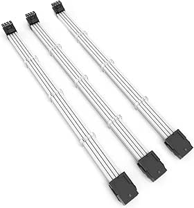 Sirlyr Kit D'extension De Câble D'alimentation - Blanc Brillant - Extensions De Câbles PC - 24 Broches ATX - 1 EPS 8 Broches - PCI-E 8 Broches - 2 Broches Plaquées Or Pour Alimentation GPU Avec