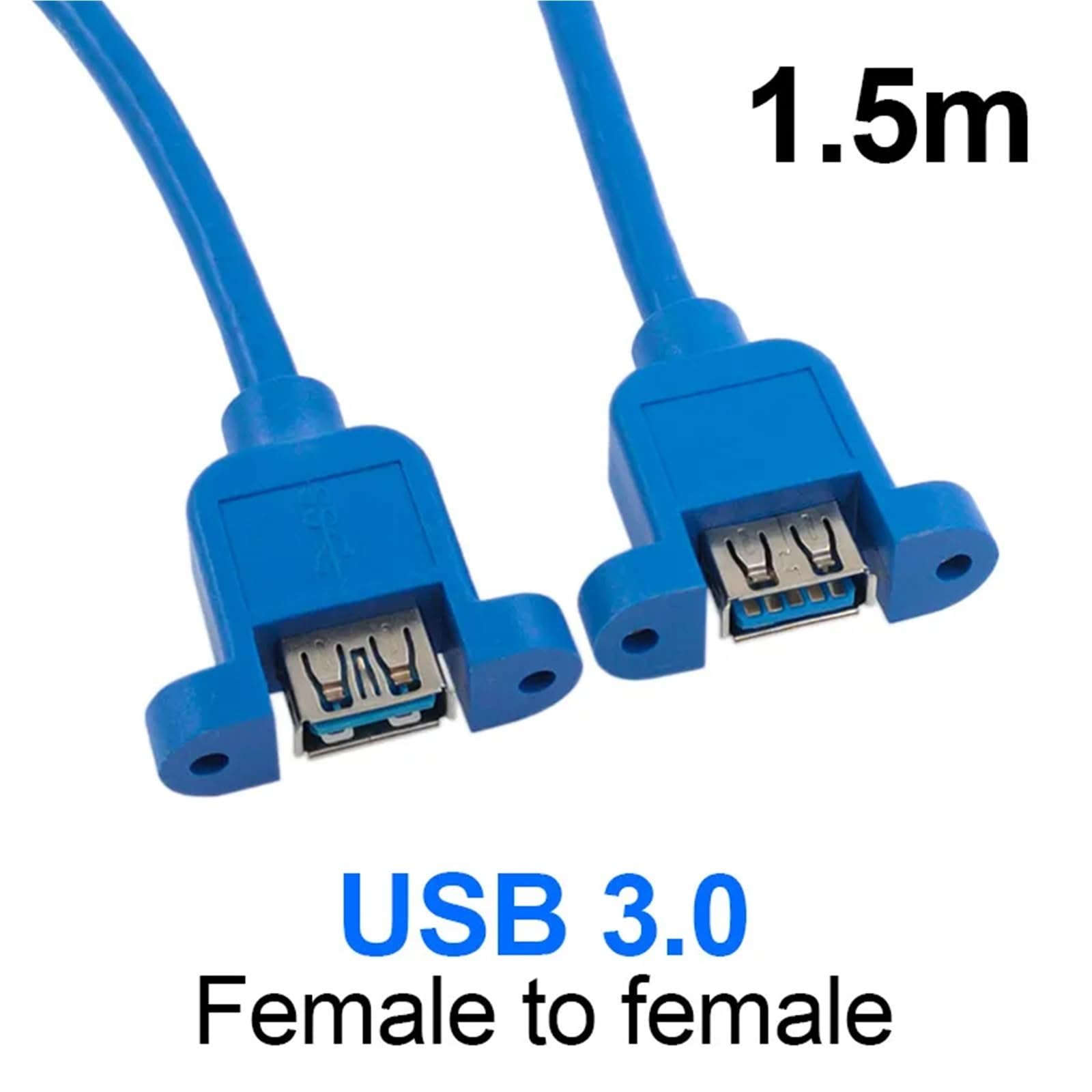 Cavo di prolunga USB 2.0 USB 3.0 maschio a femmina, per sincronizzazione dati, senza viti, connettore per montaggio a pannello, 1 pezzo (USB 3.0 F-F 1,5 m)