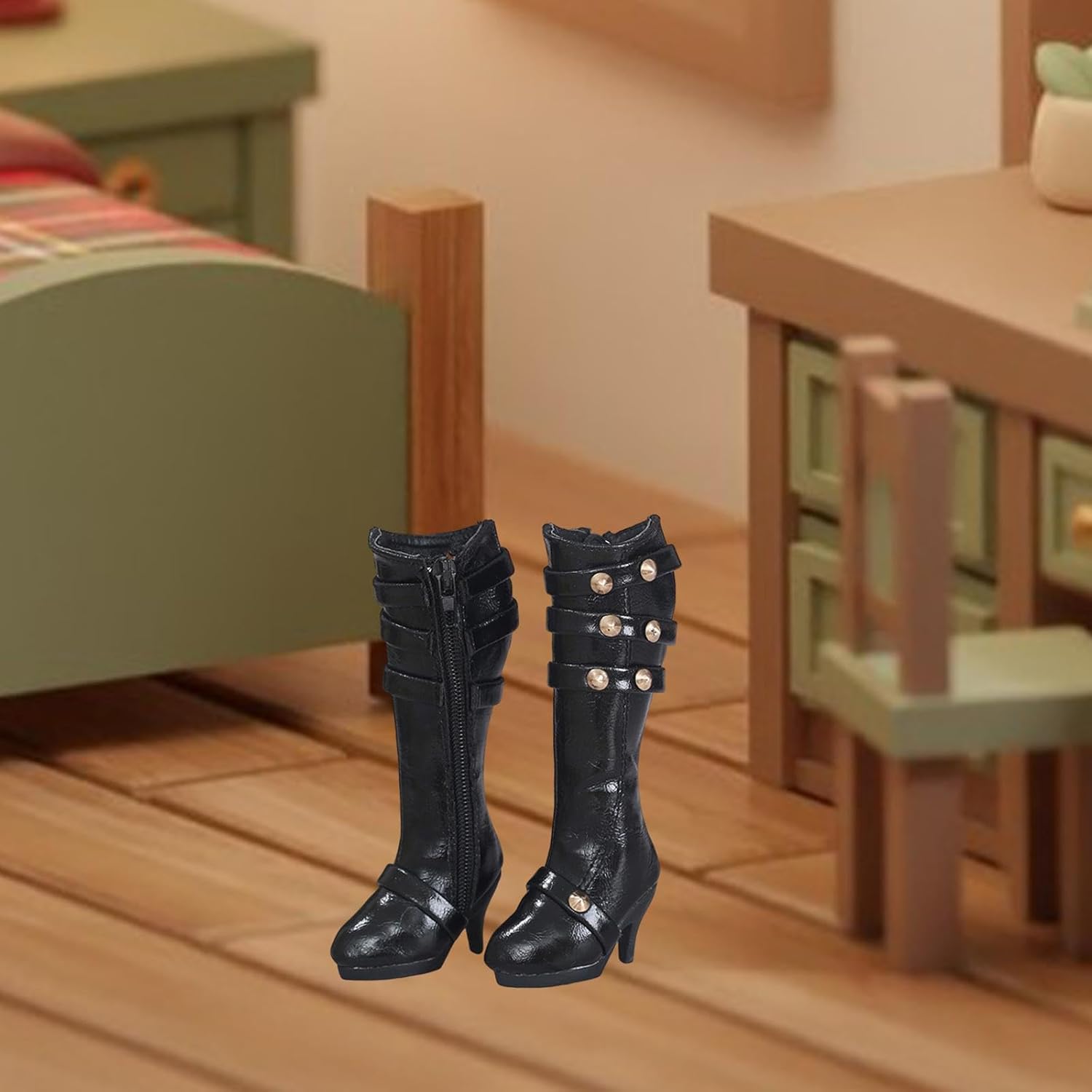 1/4 BJD Dolls Shoes Boots, Miniature,Creative Fashion BJD Doll Accessories Sturdy Handmade High Heeled Shoes PU Shoes