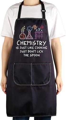 Miniatura 8 de CENWA Delantal divertido para amantes de la química, delantal de química, regalo para profesores, biología, química, delantales de cocina con