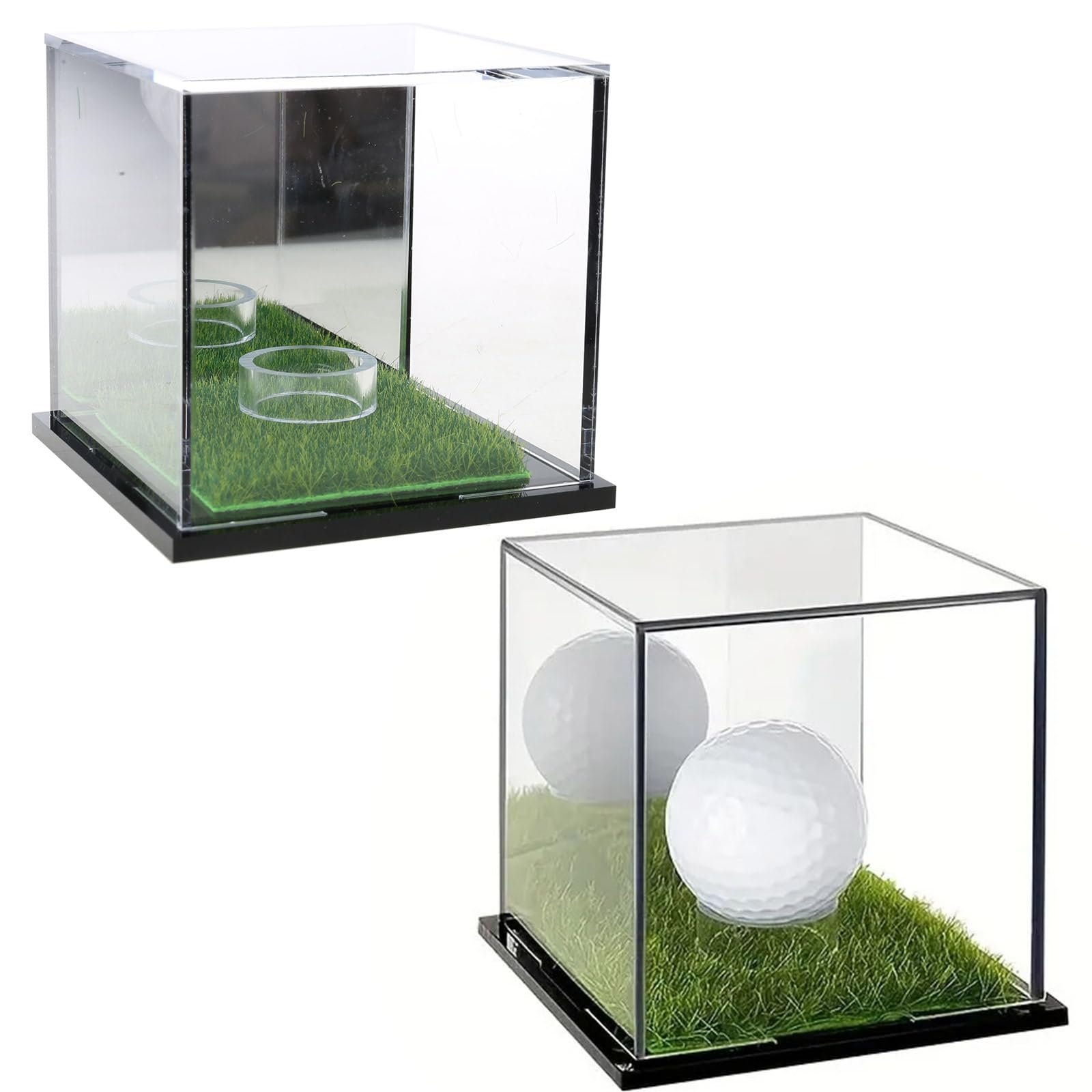 MURYE Soporte transparente para pelotas de golf, caja de exhibición transparente para golf, béisbol, accesorios pequeños de golf, pequeño