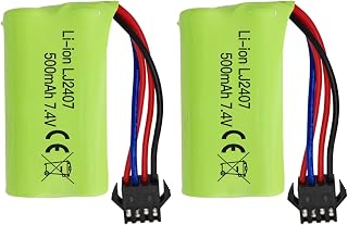Fytoo Accessories 2PCS 7.4V 500mAh SM-4P Plug Battery for EC16 DE85 Remote Control Boat Spare Boat Model Car Model