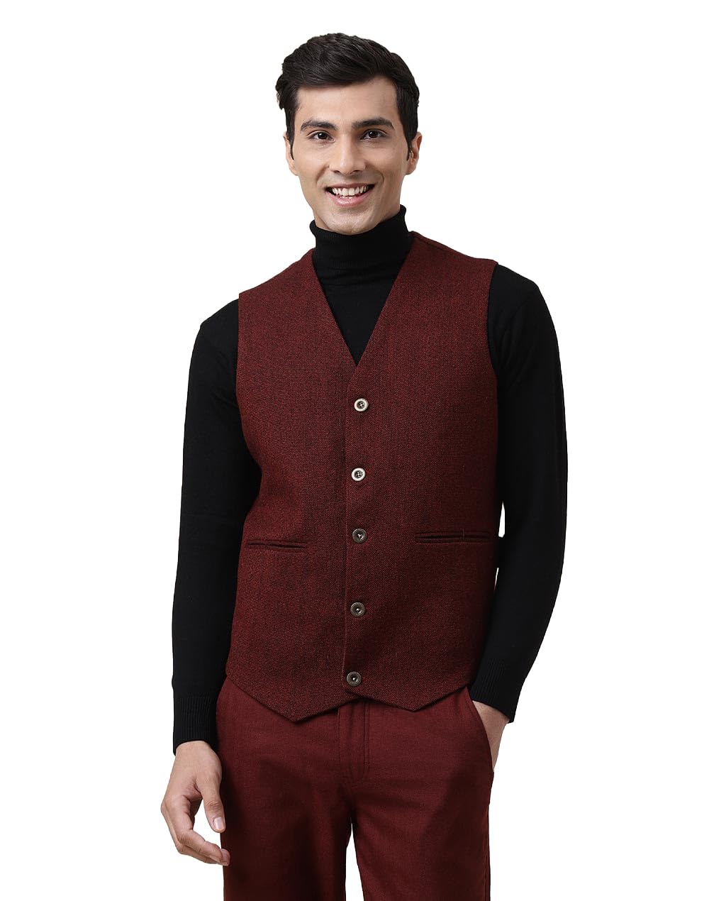 Mens Wool Woven Slim Fit Vest Jacket-image-16