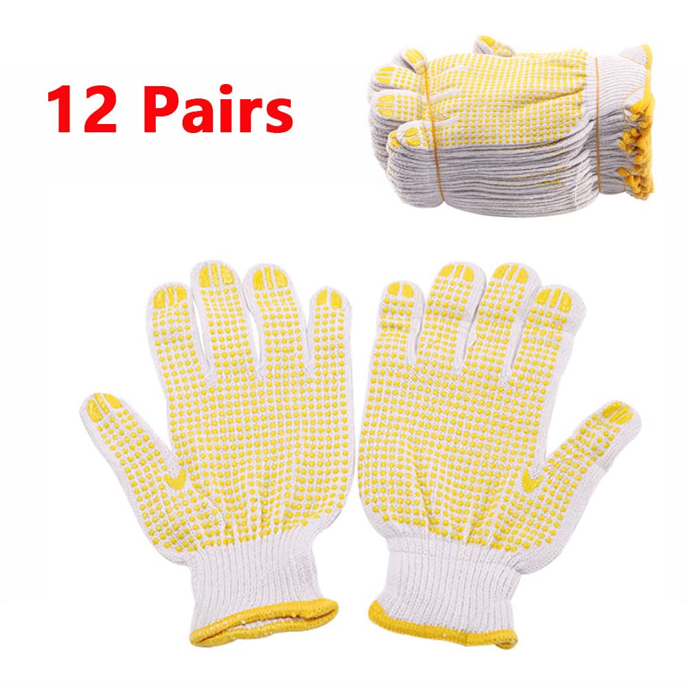 Lot de 12 paires de gants de travail pour le jardin - Gants de sécurité pour mécaniciens de jardinage - Gants souples et respirants - Pour homme et femme