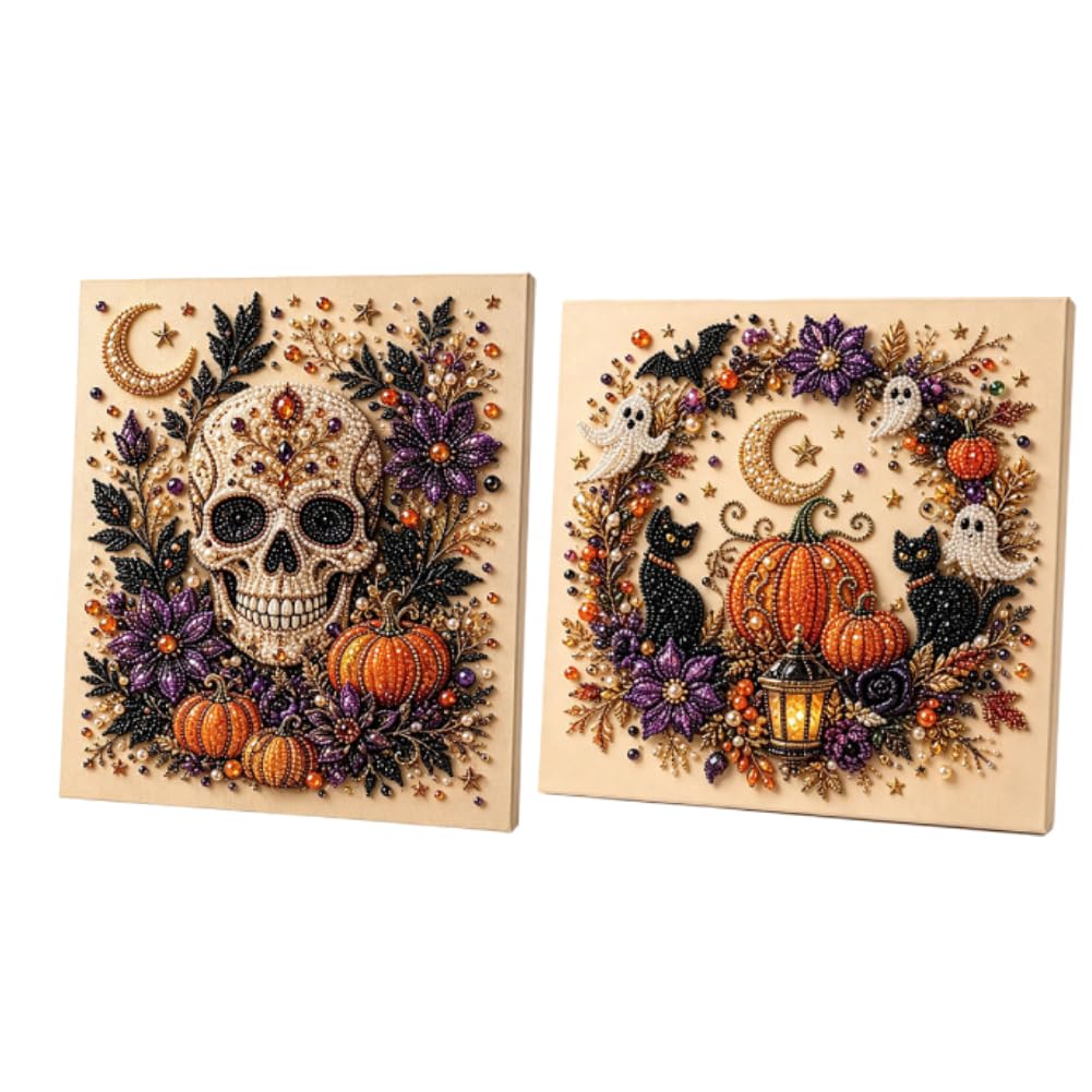 Be 2Pcs ​Halloween Pearl Diamond Painting Set, Creative Craft Kit For Adults