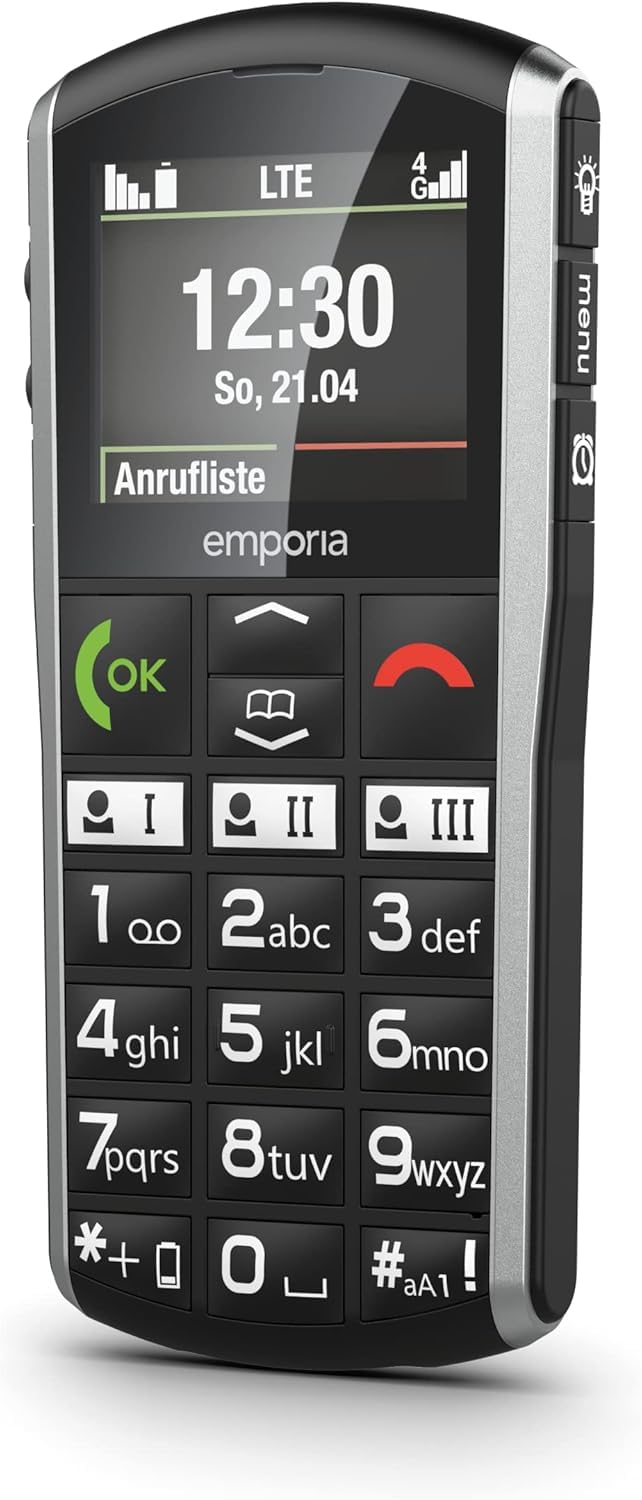 Emporia EmporiaSIMPLYCITY-LTE, Teléfono móvil con Botones sin Contrato, teléfono móvil con botón de Llamada de Emergencia, Teclas extragrandes, Ideal para Personas Mayores, fácil manejo, Negro