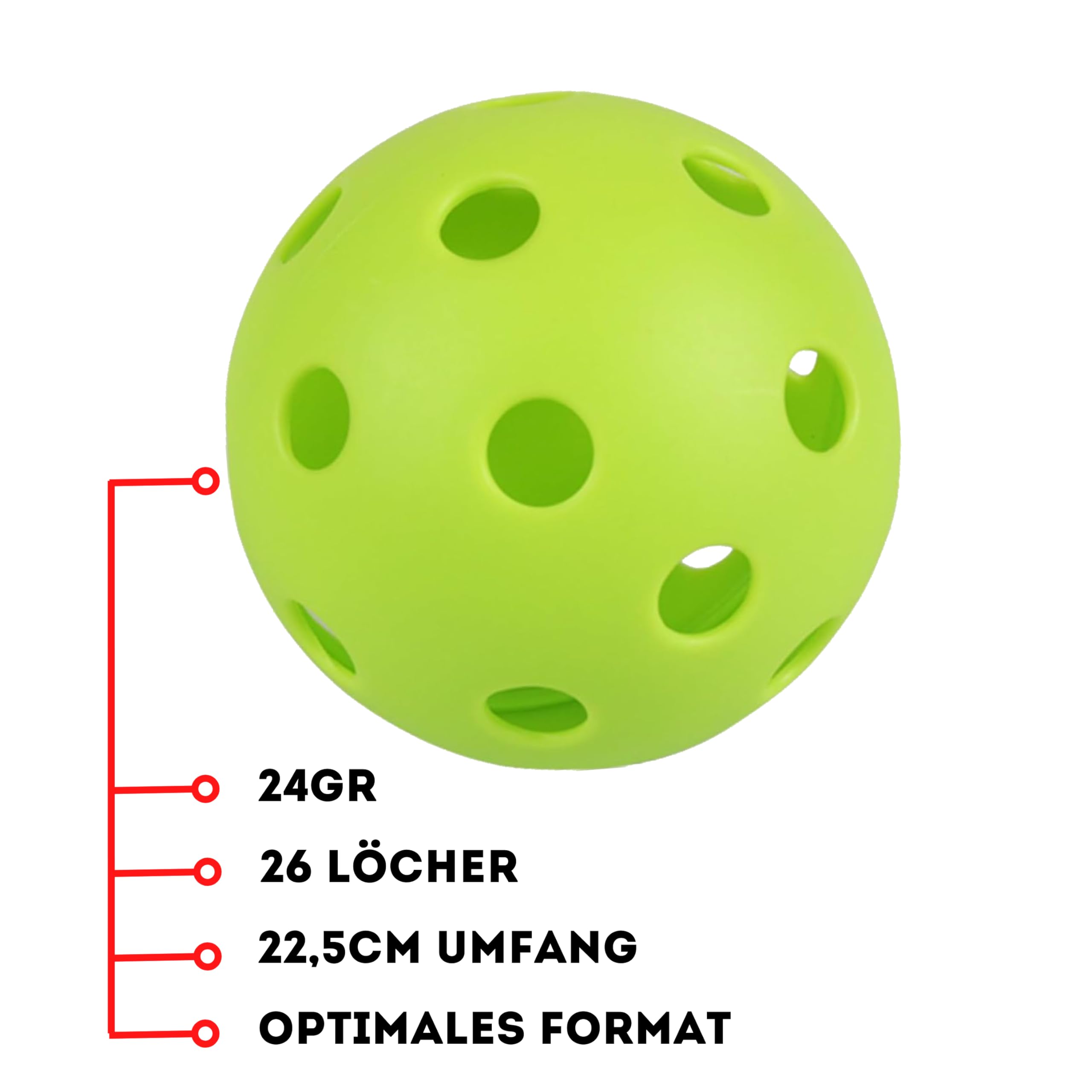 PiBa Sports Premium Indoor Pickleballs - Set of 6 Green Balls, Lightweight, 26 Holes, Includes Transport Net, Ideal for All Players - Image 2