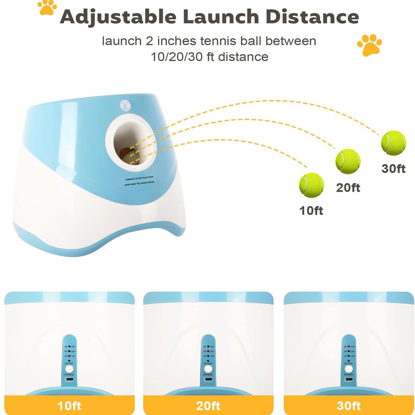 Lanzador automático de pelotas para perros, mini lanzador de pelotas de tenis, con 15 mini pelotas de tenis, juguete interactivo de entrenamiento para perros pequeños, interior y exterior