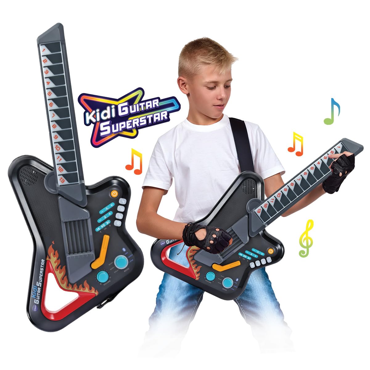 VTech - KidiGuitar Superstar, Guitarra electrónica, Juguetes Musicales para niños +5 años, Versión ESP
