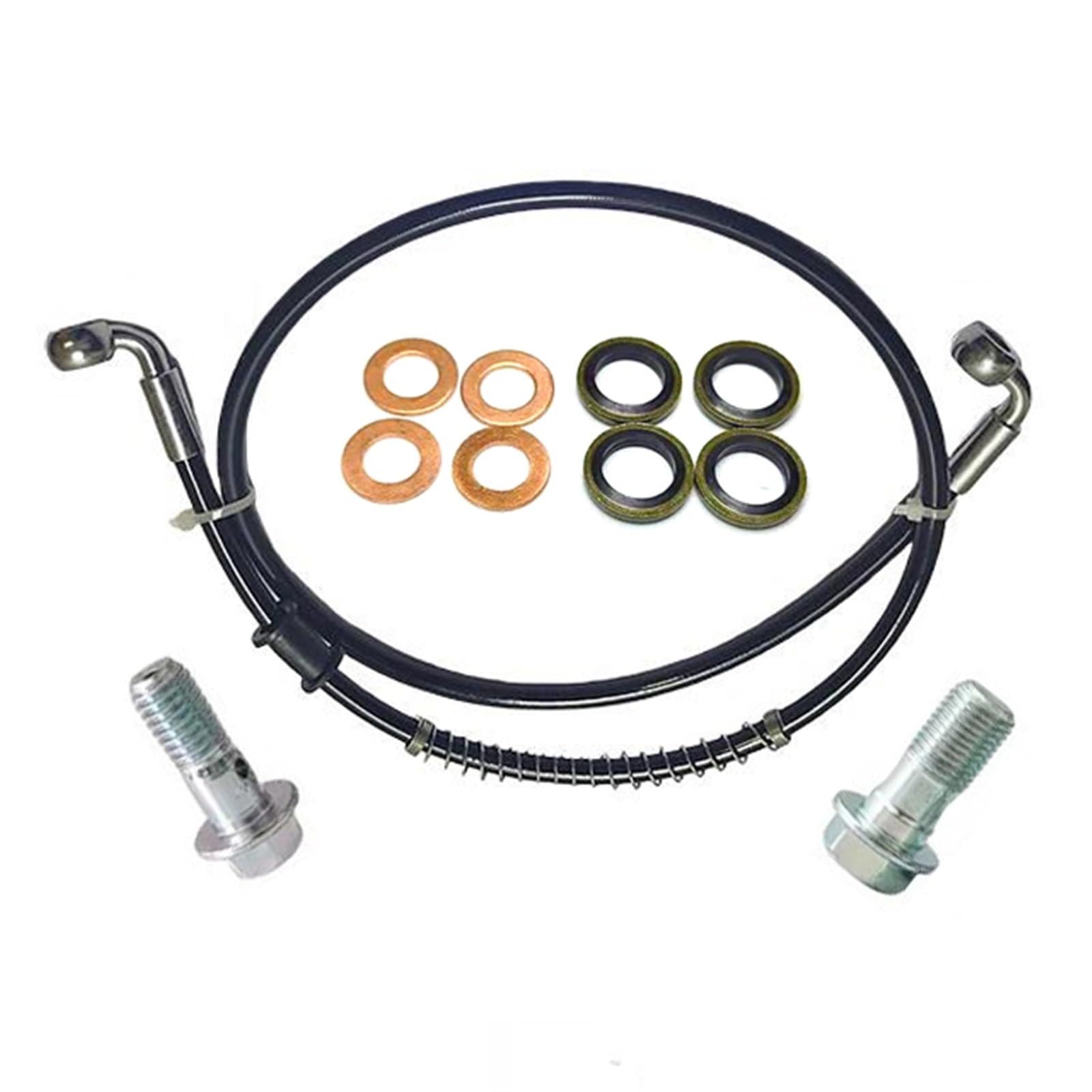 Conduite de Frein Accessoires Moto Tout-Terrain : Durite De Frein Hydraulique Tressée, Flexible d'embrayage, Coude 90°-90°, Filetage M10x1,25 Mm Et M8x1, (30 À 500 Cm)(500cm)