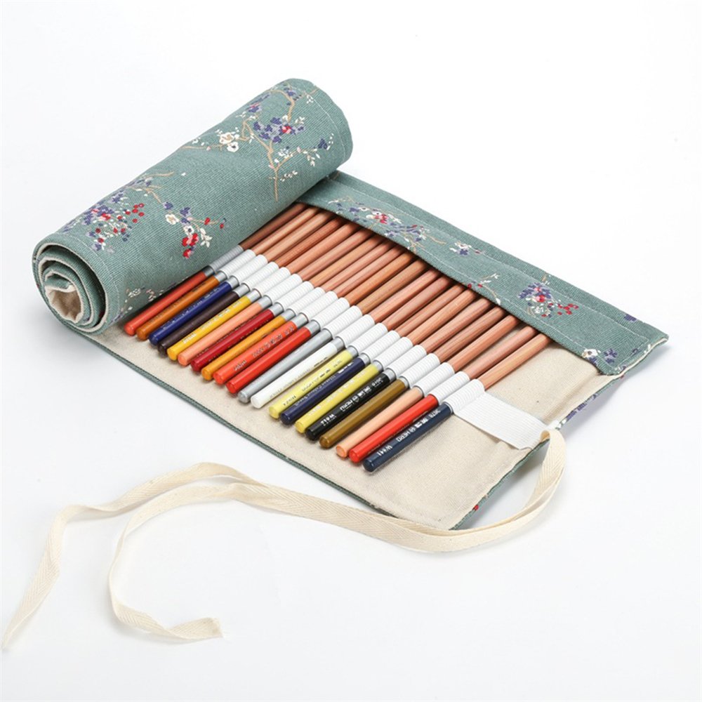 Portapenne A Rotolo In Tela 72 Fori – Organizer Per Matite Colorate, Pennelli E Pennarelli – 78x20cm – Fiori - 5