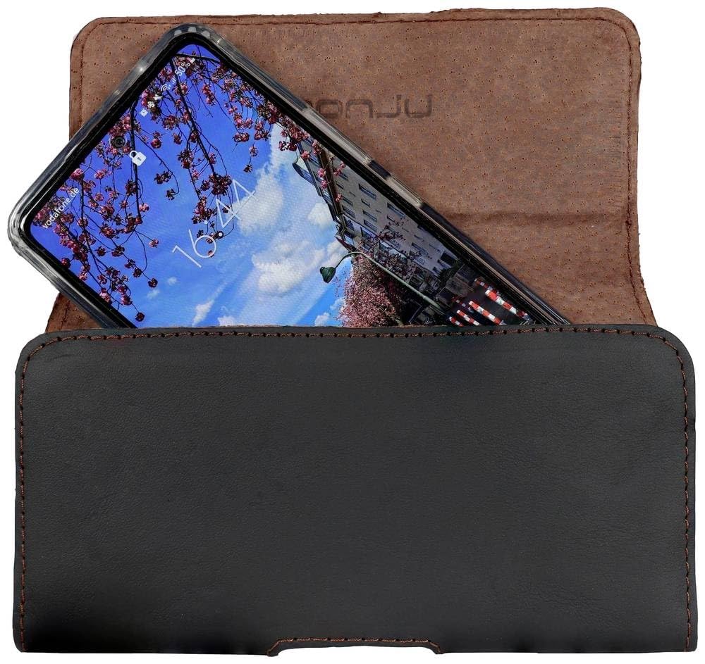 Horizon Echtleder Gürtel-Tasche für Samsung Galaxy S25 Ultra & S24 | Braunes Rindsleder Case für S25+, S26 Ultra, A57 5G bis 170x85x12mm. Mit 5,5cm Gürtelschlaufe & Magnetverschluss Schutz.