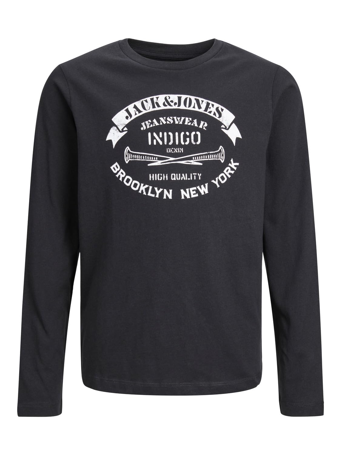 Jack & Jones Junior Jjejeans tee LS O-Cuello 23/24 Noos Jnr Manga Larga, Negro, 164 cm para Niños