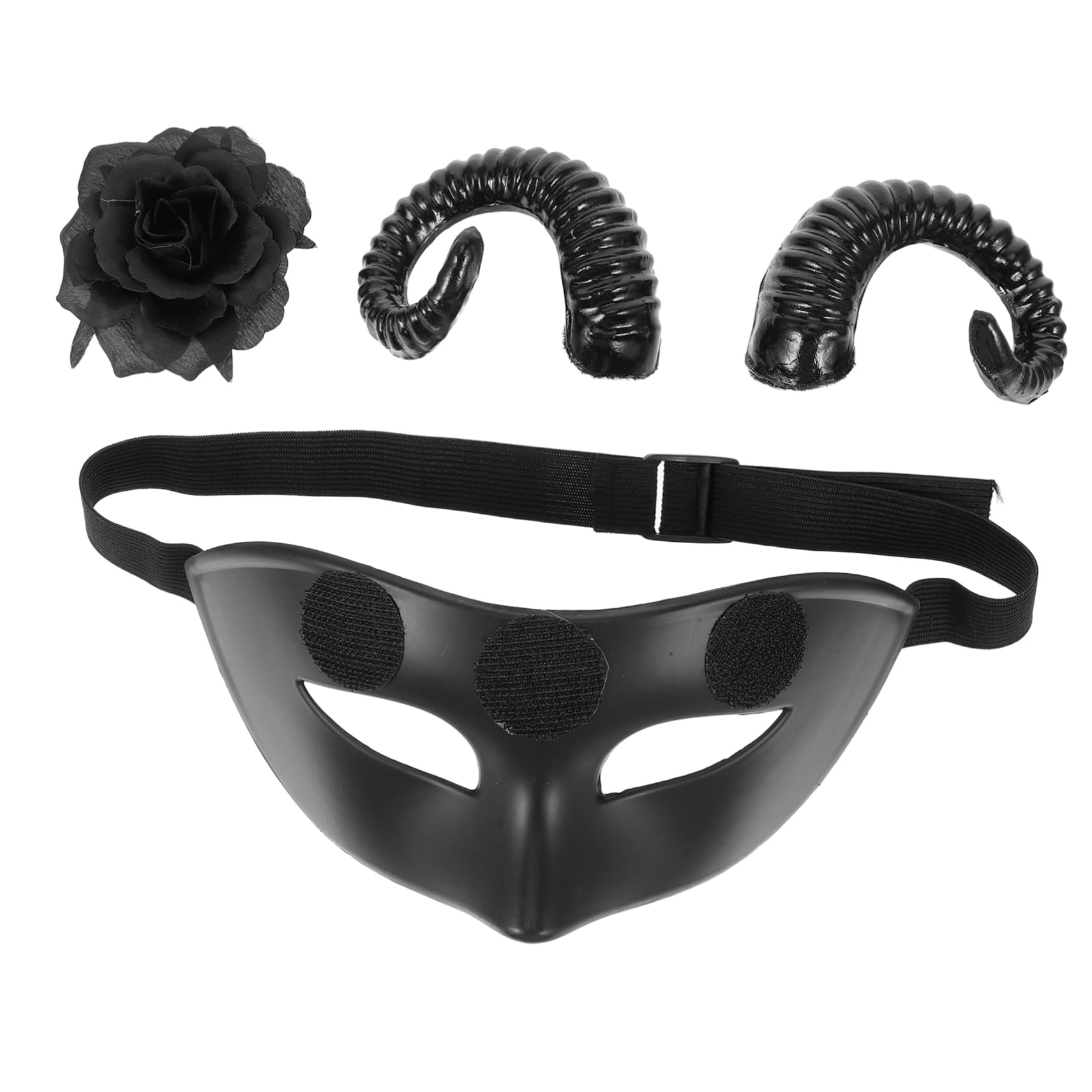 VICASKY Animal with Detachable RAM Horns Elegant Floral Half Face Mask for Halloween Costume Parties Theater Performances and Weddings