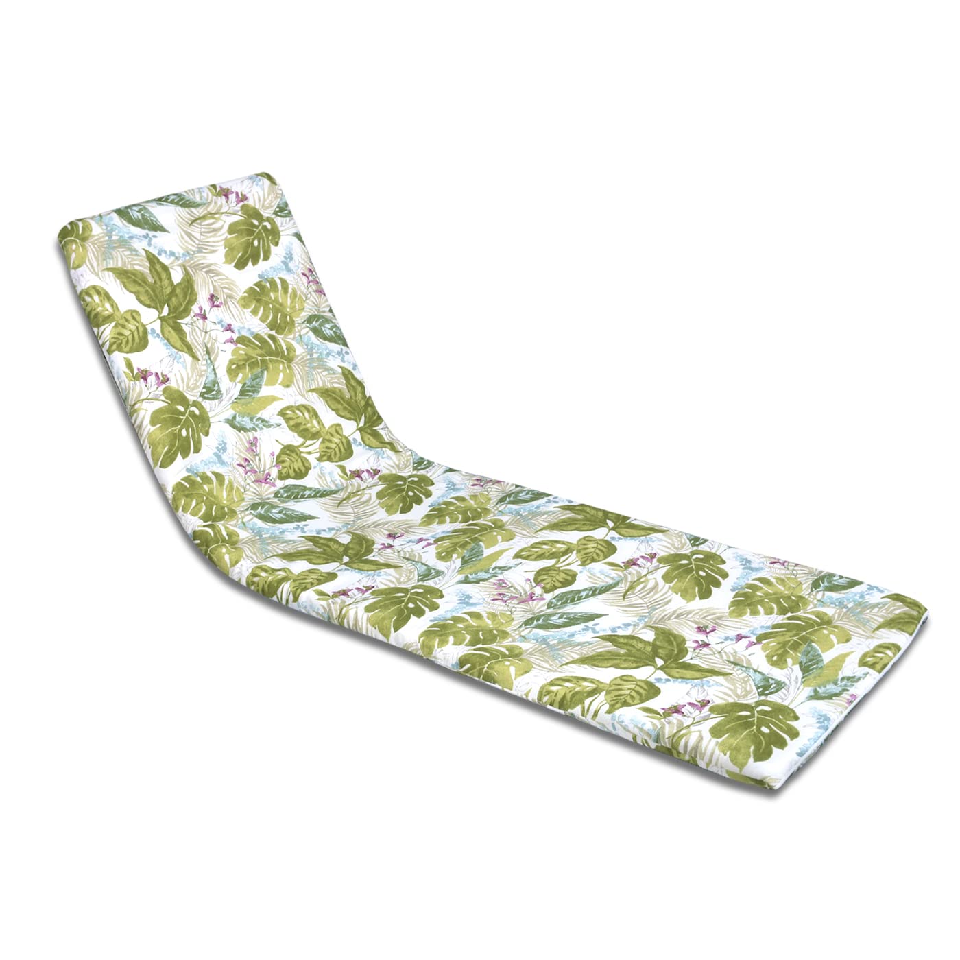 MERCURY TEXTIL- Cojín para Tumbona Estampado o Liso de Exterior o Interior, Cómodo, Lavable y Elegante. Ideal para Jardín, Piscina, Playa, Terraza y Balcón. (180x50cm, Hojas Verde)