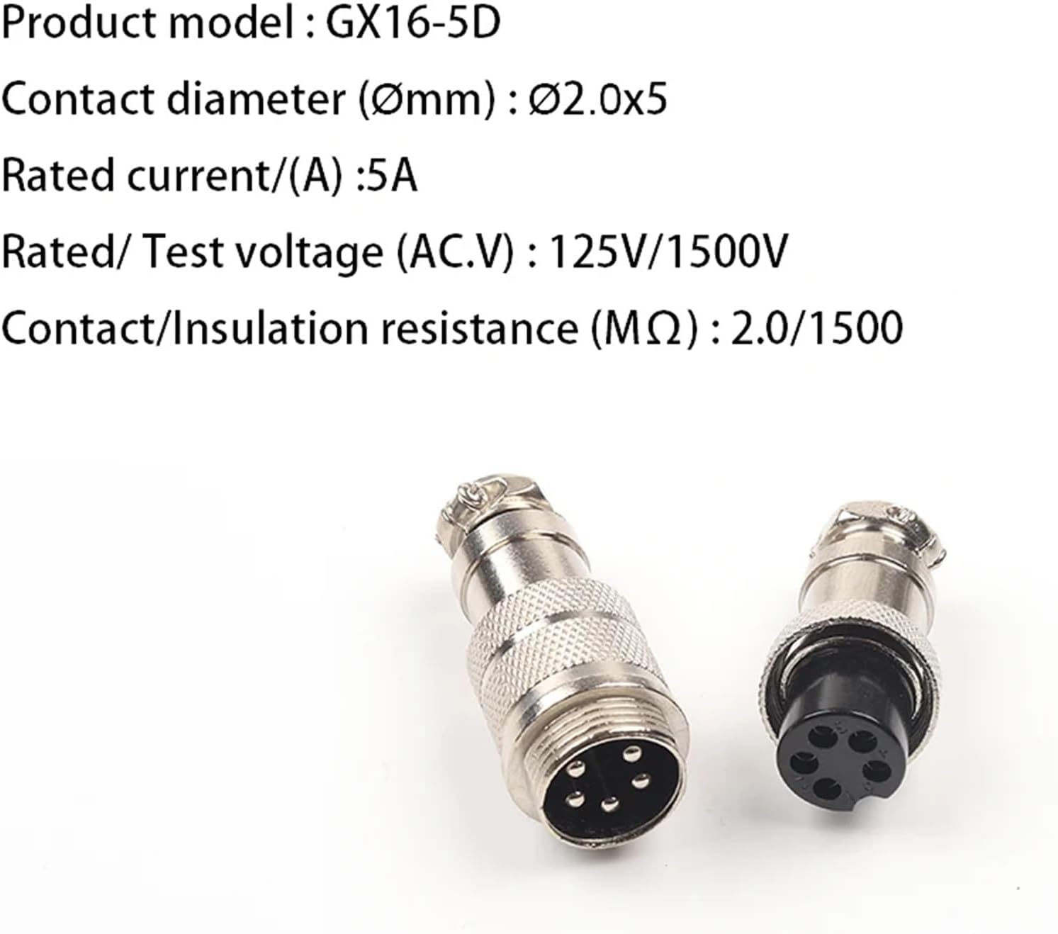 GX16 2/3/4/5/6/7/8/9 Pin Docking Male & Female 16mm Circular Aviation Socket Wire Panel Connectorire Panel Connector 1Pcs(GX16-5D)