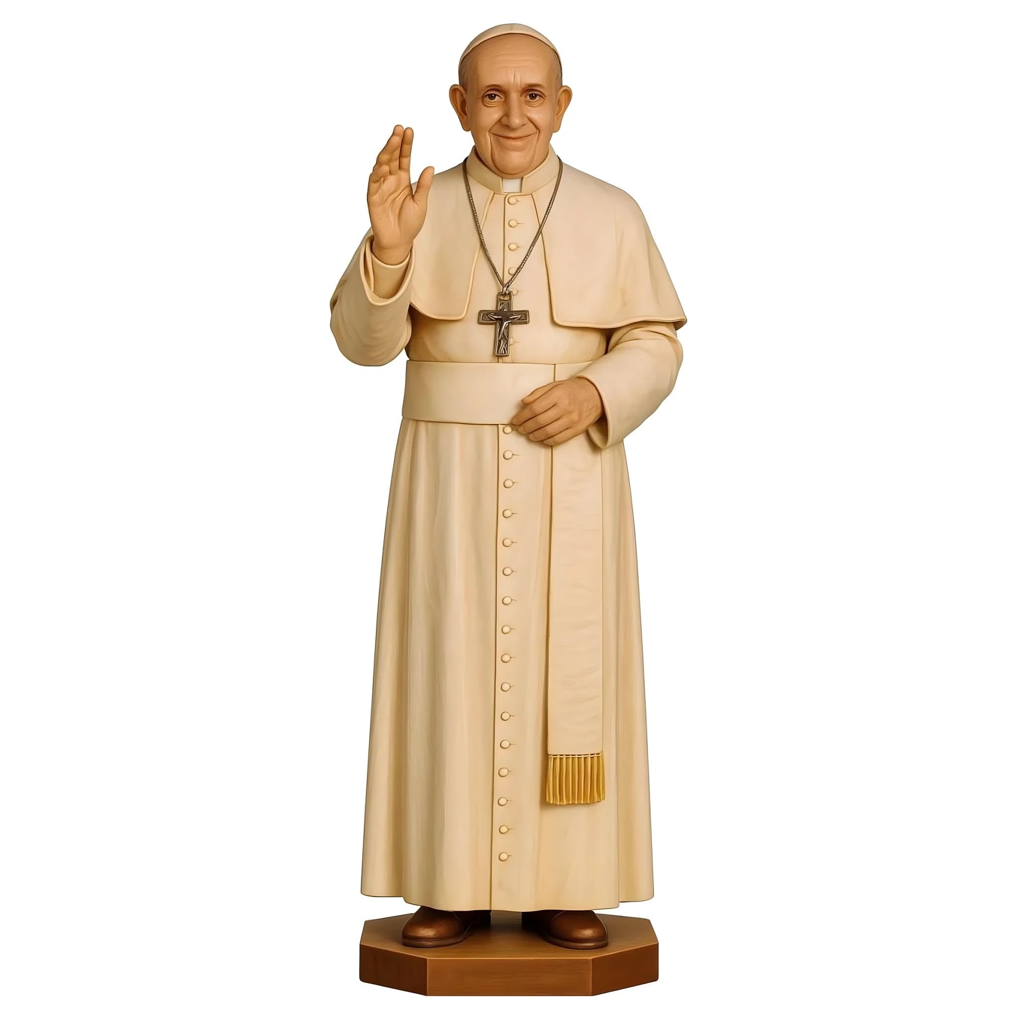 Dolfi | Pope Francis Hand Carved in Wood 120 cm | Hand-Coloured Wood in Val Gardena | Nativity Figure