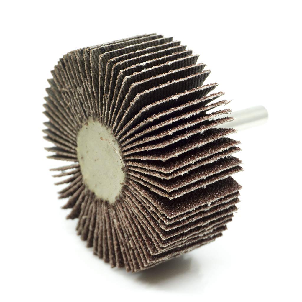 Benchmark Abrasives Ruota lamellare in ossido di alluminio da 2-1/2 pollici, lunghezza 2,5 cm, con gambo da 0,6 cm, per sbavatura, levigatura, rettifica, rimozione della vernice, ruota di lucidatura