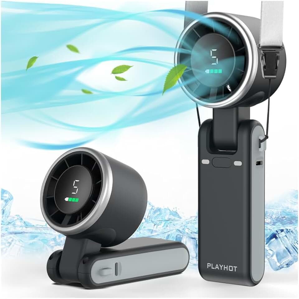 Portable Handheld Turbo Fan, 5 Gear Wind, Battery Operated, Up to 12 Working Hours, 3 IN 1 Hand Fans with Air Turbo Tech Cooling F