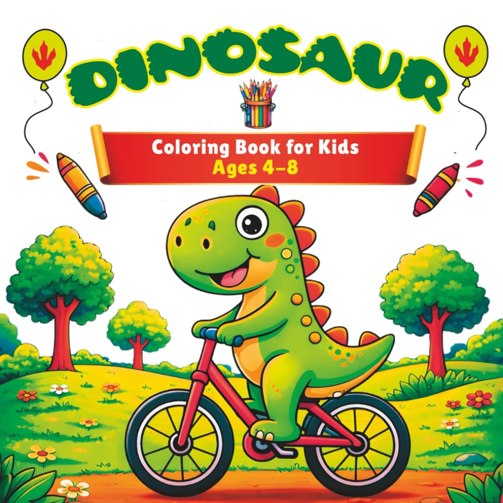 Dinosaur Coloring Book for Kids Ages 4-8: Fun and Easy Dinosaur Coloring Pages for Boys and Girls | Cute Dinosaurs, Bold Lines and Simple Designs