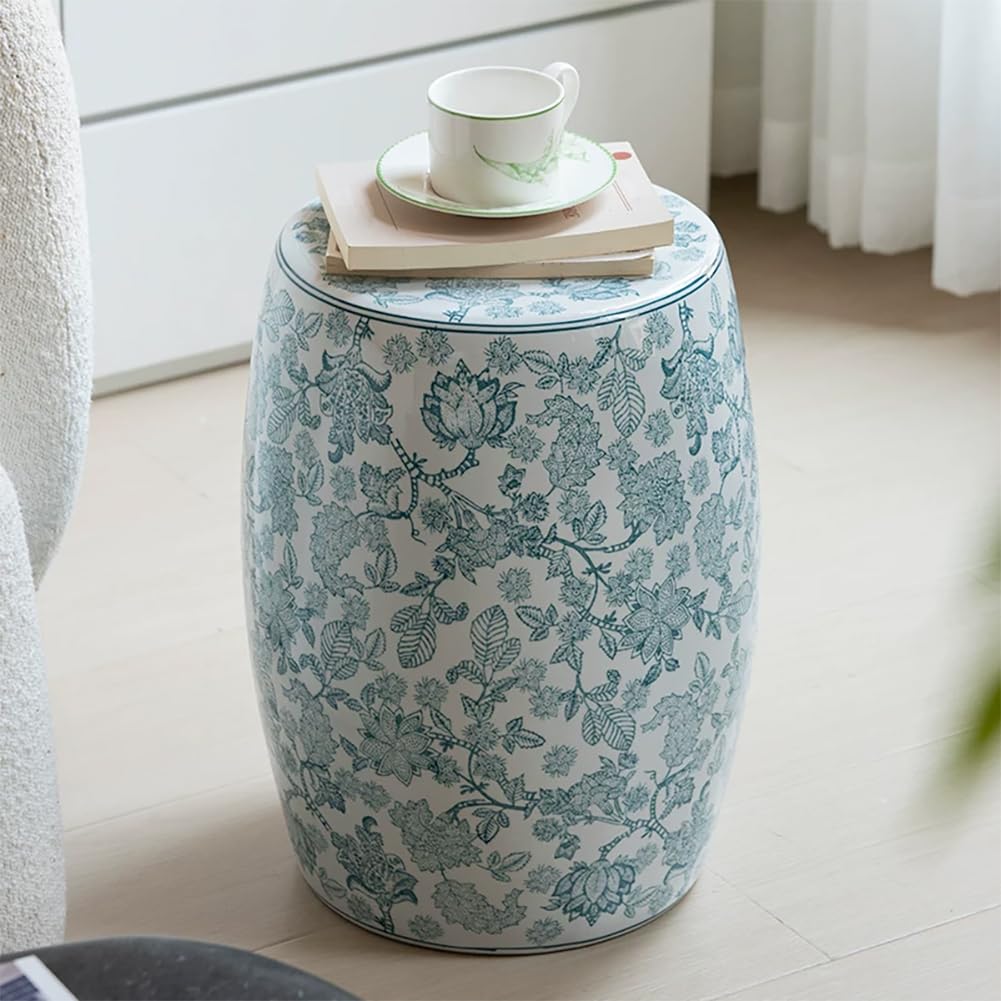 Tabouret de tambour en céramique à fleurs : la solution gain de place pour petits espaces