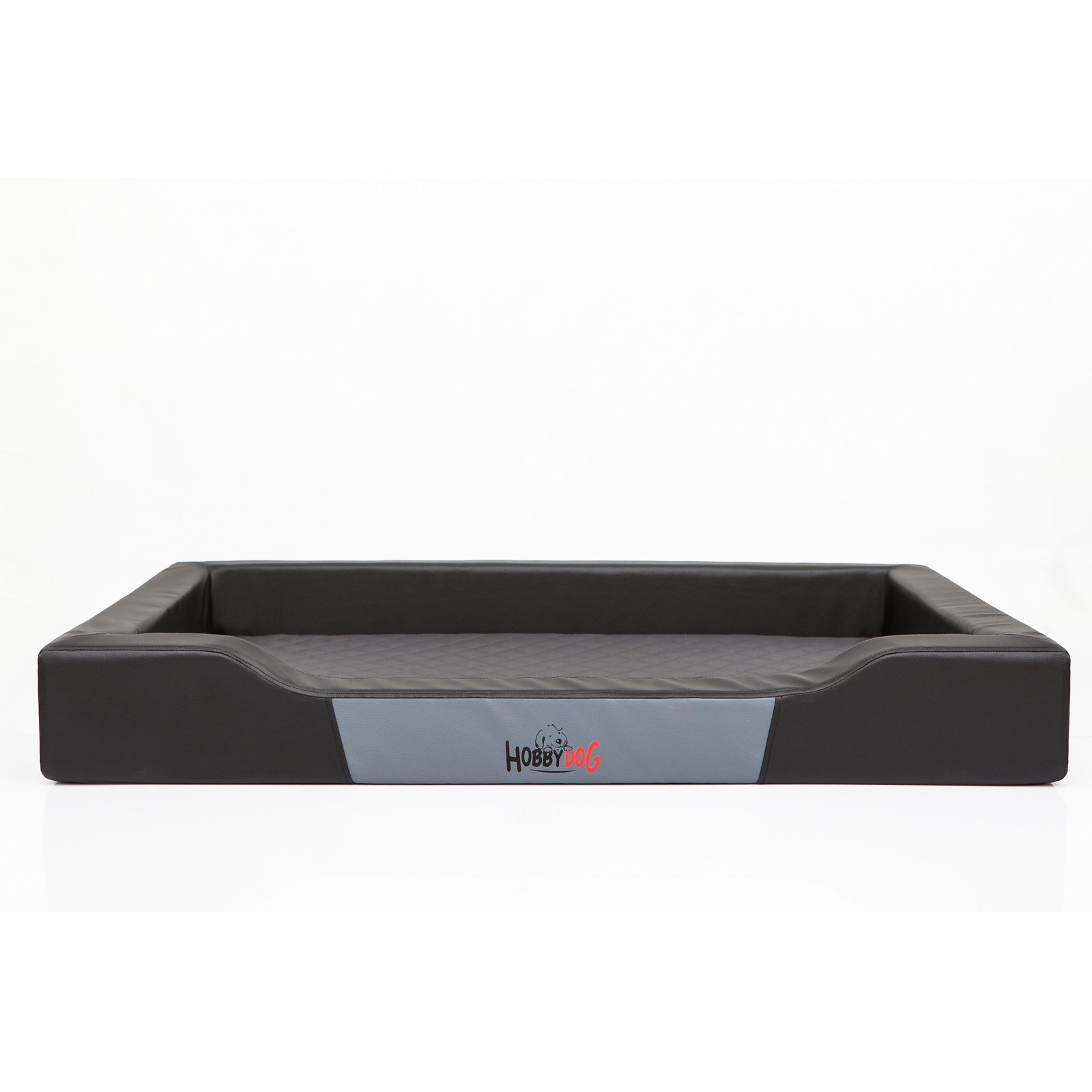 Hundebett Delux, Schwarz, Größe XXL 120x80cm, Kunstleder + aushaltbares Codurastoff