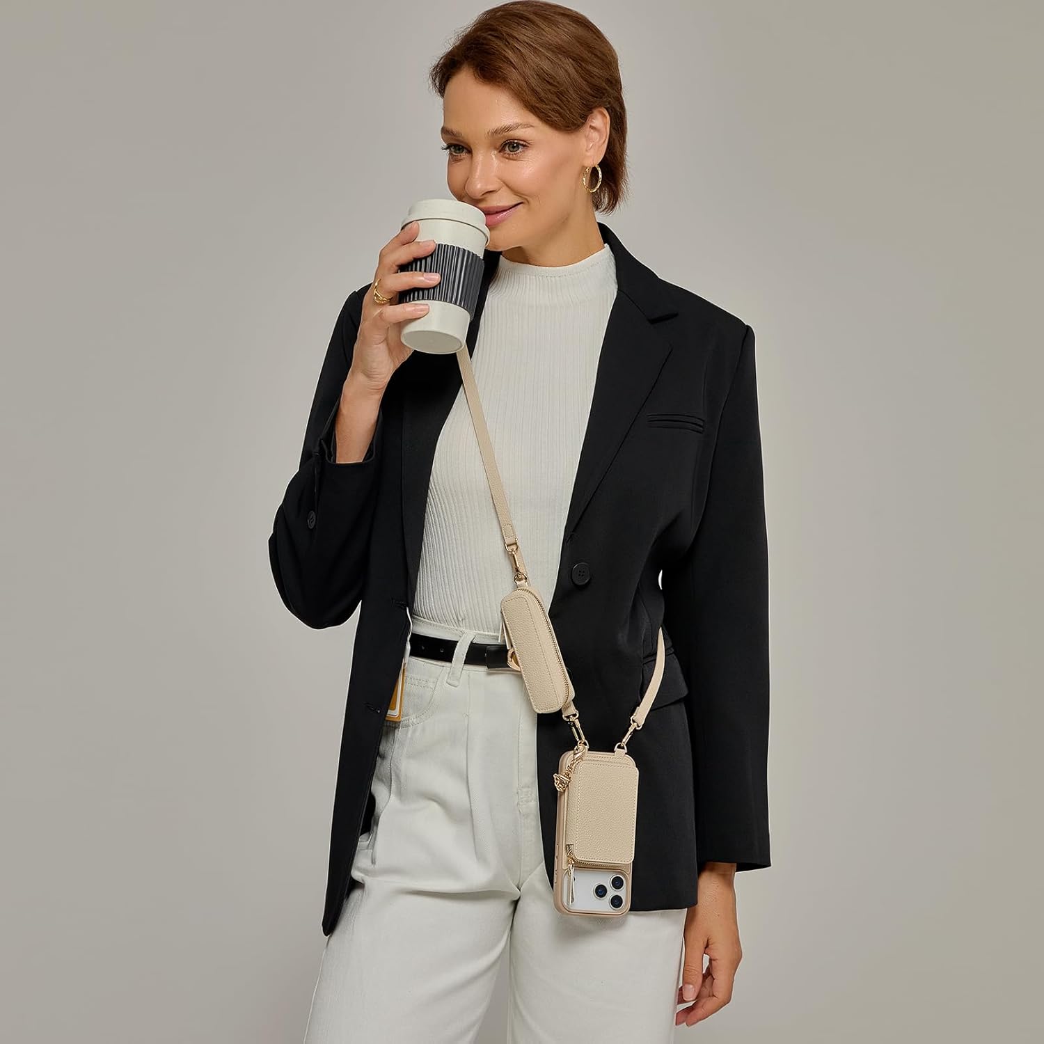 ZVE for iPhone 17 Pro Max Case Wallet with Lipstick Purse for MagSafe, Crossbody Phone Cover with Adjustable Strap 6.9'', White - Image 7