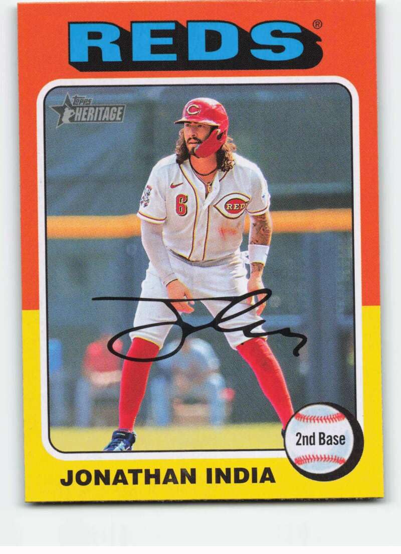 2024 Topps Heritage Baseball #49 Jonathan India SP Cincinnati Reds Official MLB Trading Card (Stock Photo Shown, Card in Near Mint to Mint Condition)
