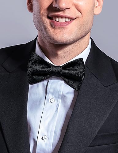 Miniatura 3 de DiBanGu Pajarita para hombre con estampado de cachemira a rayas para hombres y corbatín tejido de seda con bolsillo cuadrado gemelos para fiesta