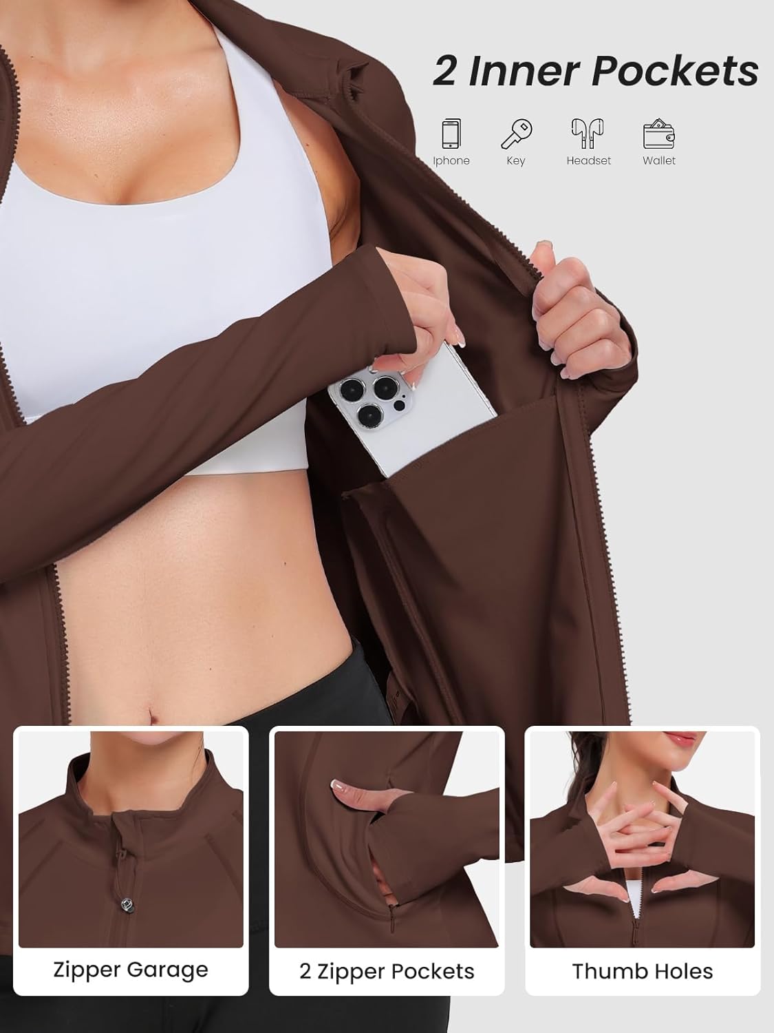 VUTRU Womens Workout Athletic Jackets Zip Up Sport Track Shirts Gym Yoga Sportswear with Pockets - Image 4