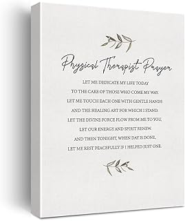 Therapist Gifts for Women Men Framed, Physical Therapist Prayer Poster Canvas Wall Art Painting Ready to Hang for Home Office Decor Graduation Gifts Healthcare Gift - Easel & Hanging Hook 11.5x15 Inch