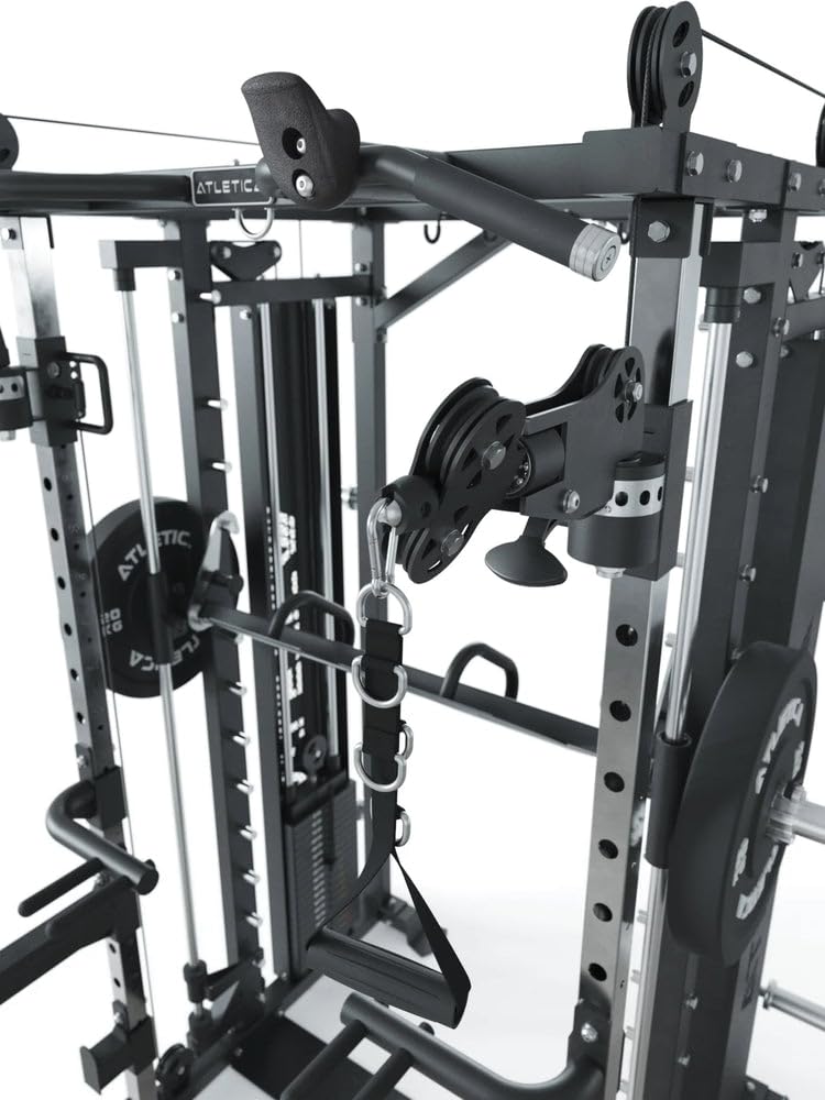ATLETICA Fortress | Multipresse | Smith Machine & Système Flex-Cross à 360° | Station de Musculation avec 180 kg de Poids à Stack | Utilisation en Studio Possible | Option Presse à Jambes