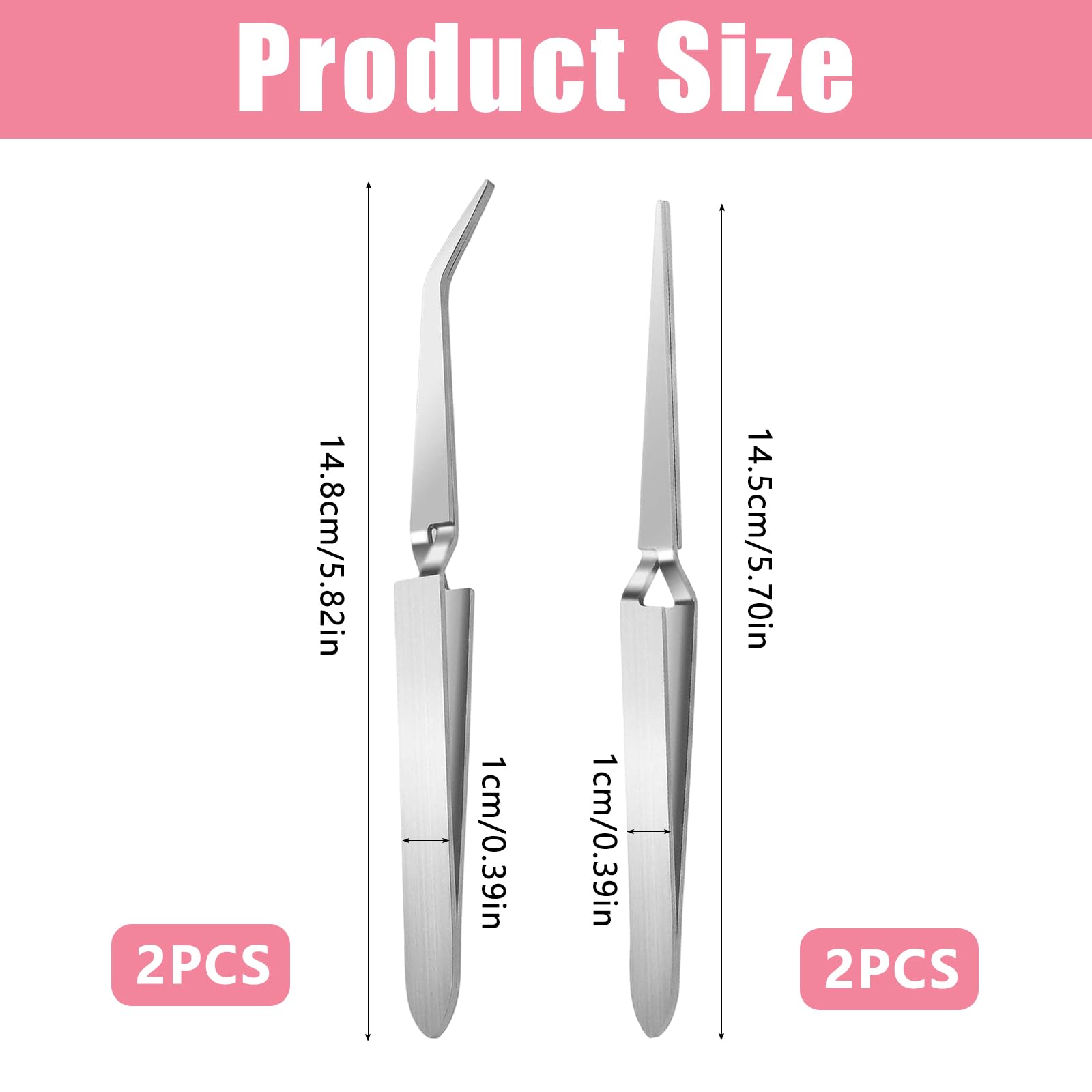 GVSS 4 Pièces Pince à Pincher en Acier Inoxydable 148 mm,Pince a Pincher pour Ongle avec Bouts Droit et Courbé,pour Extensions de Cils DIY,Manucure,Art des Ongles et Réparations de Montres