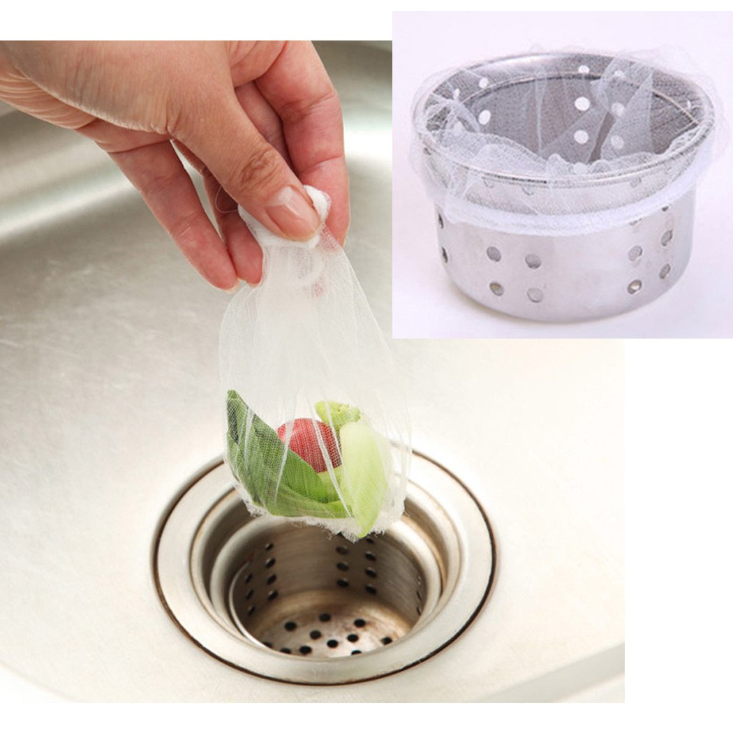 SIPLIV Disposable Sink Strainer Bag Mesh Sink Sewer Filter Bag Rubbish Bag Sink Filter Accessories for Kitchen or Bathroom Sink, 100 PCS
