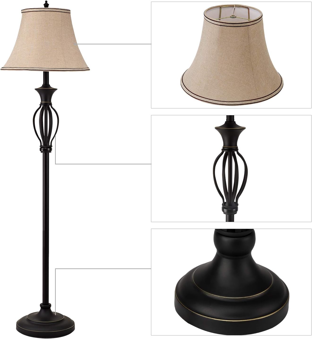 Bеѕt Dеаl Prоduсt GZBtech Lamp Set of 3 for Living Room, Rustic Farmhouse 1 Floor Lamp 2 Table Lamps with Beige Fabric Lampshade and Black Metal Base, 110V ETL Listed 3 Pcs Bedroom Office Matching Scroll Lamps Set 80% оƒƒ Dіѕсоunt GZBtech Lamp Set of 3 for Living Room, Rustic Farmhouse 1 Floor Lamp 2 Table Lamps with Beige Fabric Lampshade and Black Metal Base, 110V ETL Listed 3 Pcs Bedroom Office Matching Scroll Lamps Set
