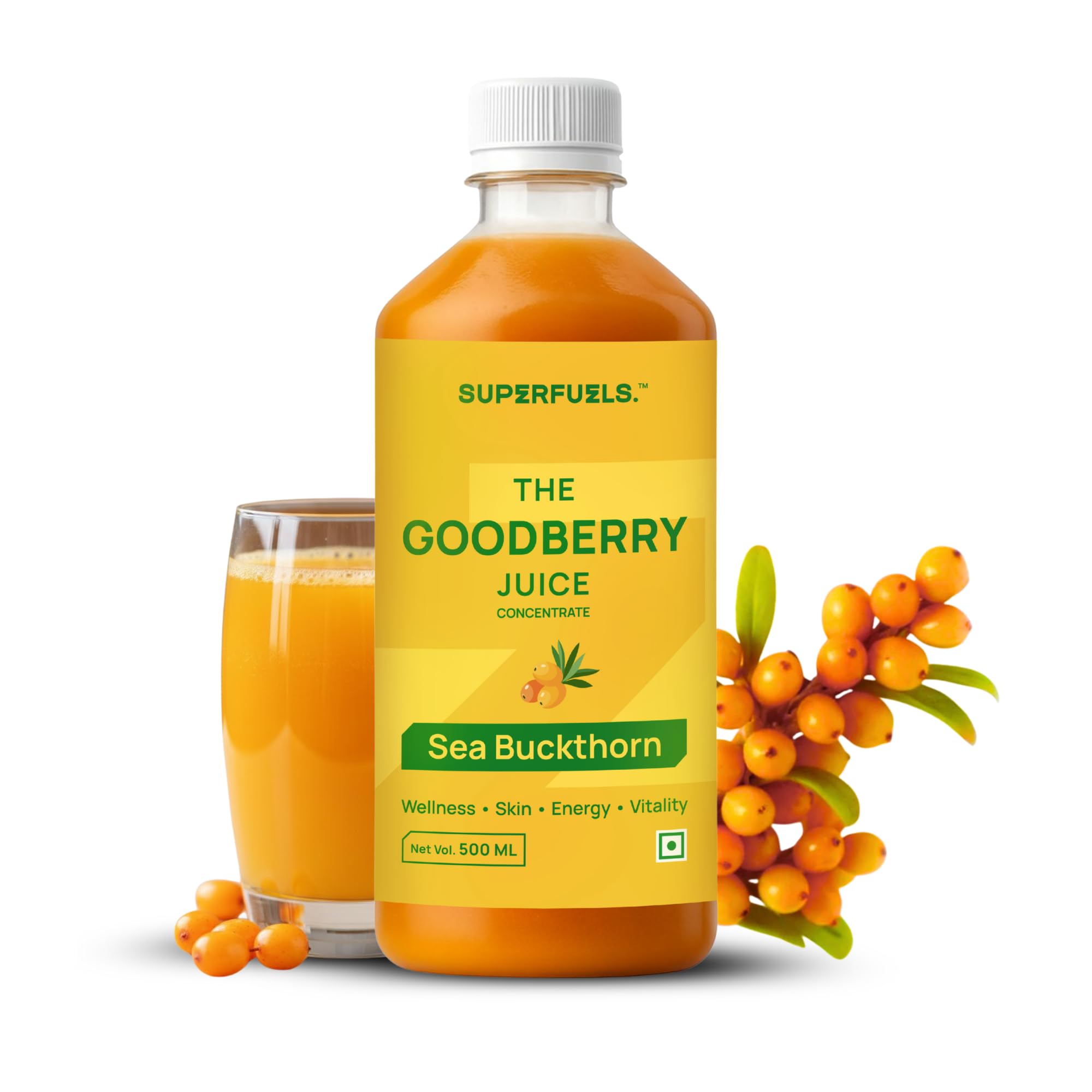 The Goodberry Juice | Himalayan Sea Buckthorn Berry Juice Concentrate | Has Natural Vitamin C & Omega 3 6 7 9 | Good for Wellness, Skin, Energy & Vitality | No Added Colour or Flavour | 500 ml Juice Concentrate | Makes up to 50 Glasses | Pack of 1-image-36