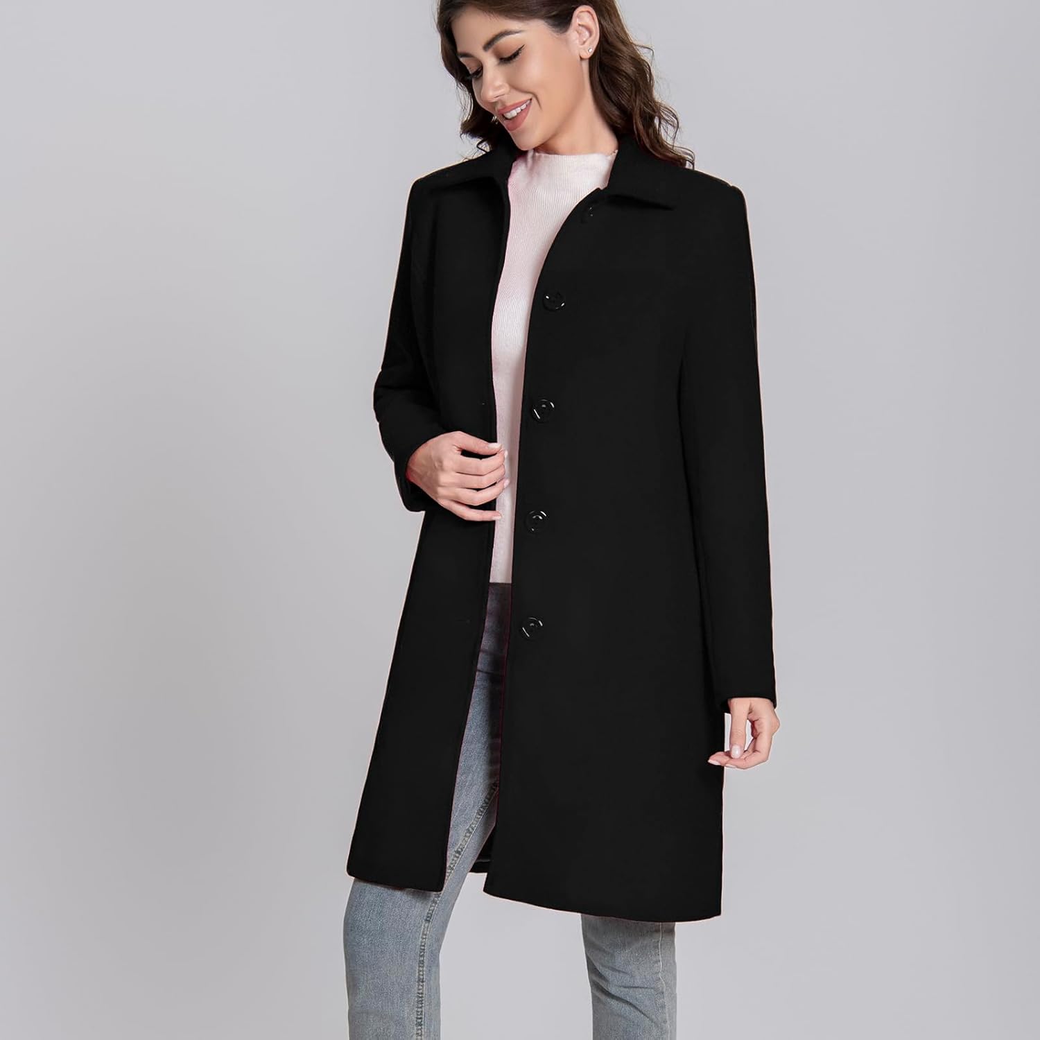 Mars Guard Women's Peacoat-Single Breasted Thick Mid-Length Winter Classic Trench Coat with Pockets,Warm for Work Casual - Image 7