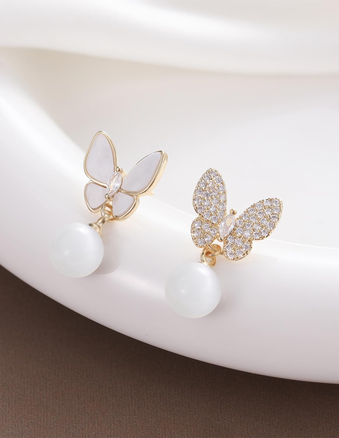14k Gold Plated Butterfly Opal Dangle Earrings for Women Jewelry - Image 4