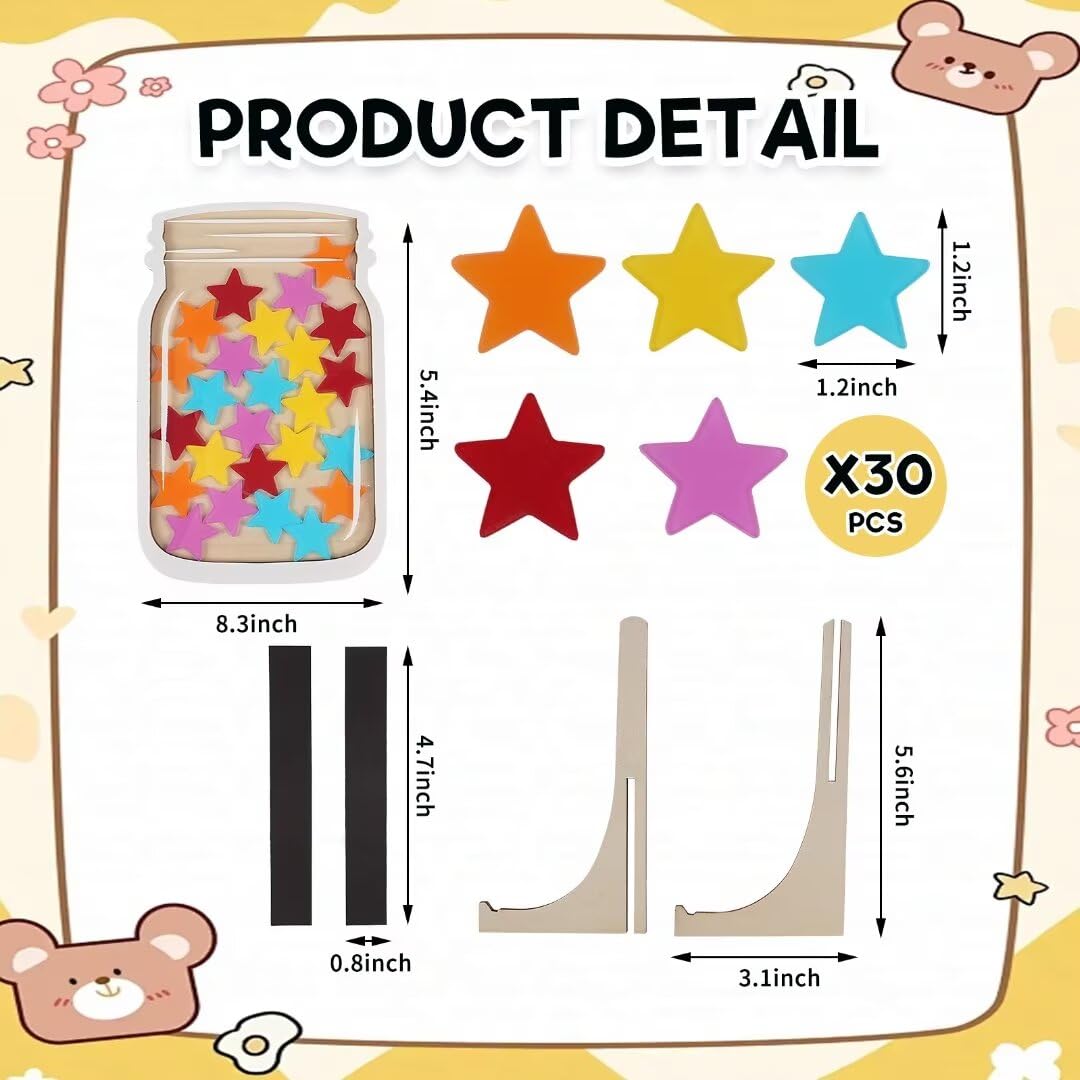 Star Jar Reward System Magnetic Reward Jar For Kids - 100 Star Behavior ...