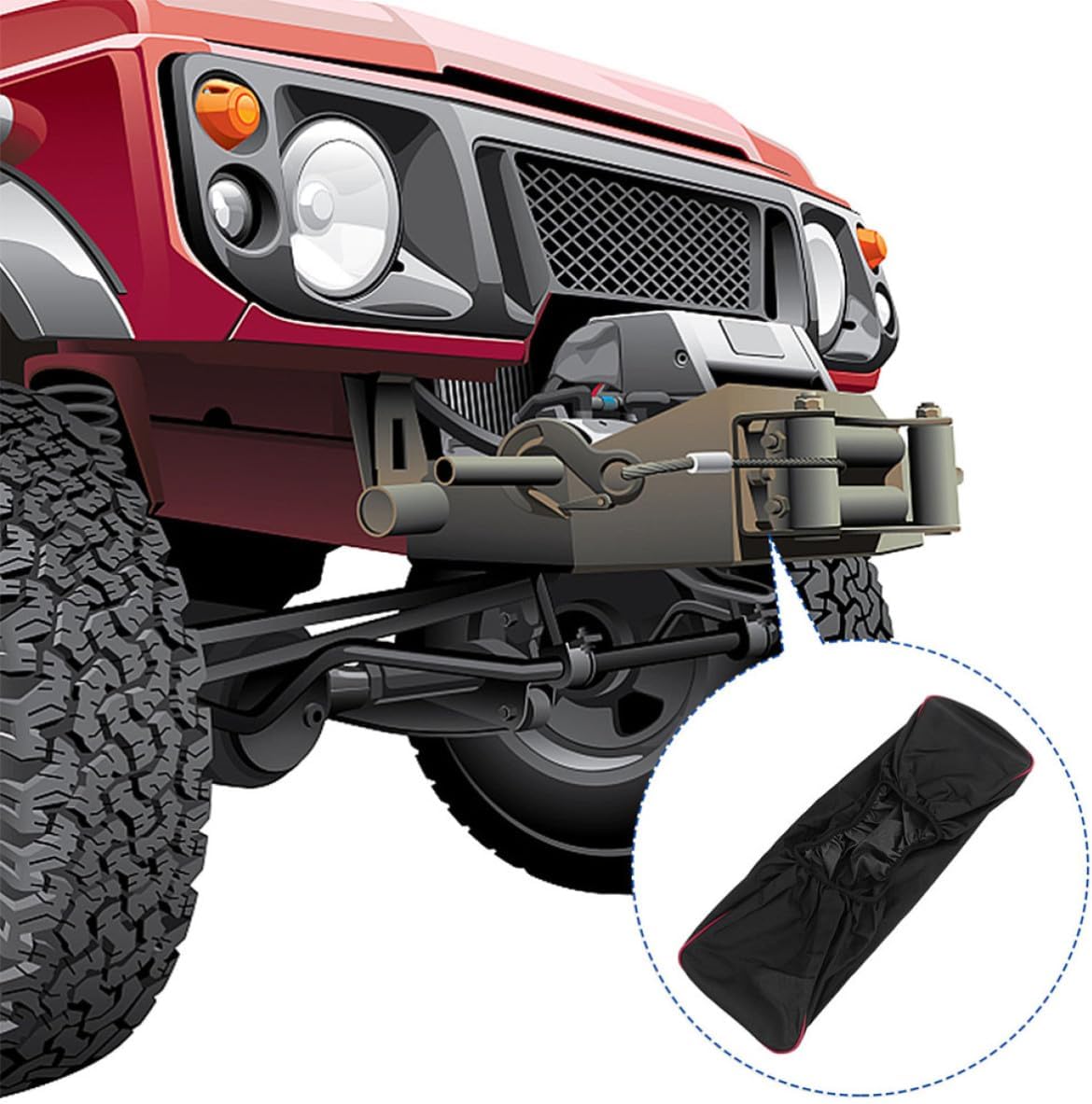 Heavy Duty Winch Cover Breathable Oxford Cloth 2pcs