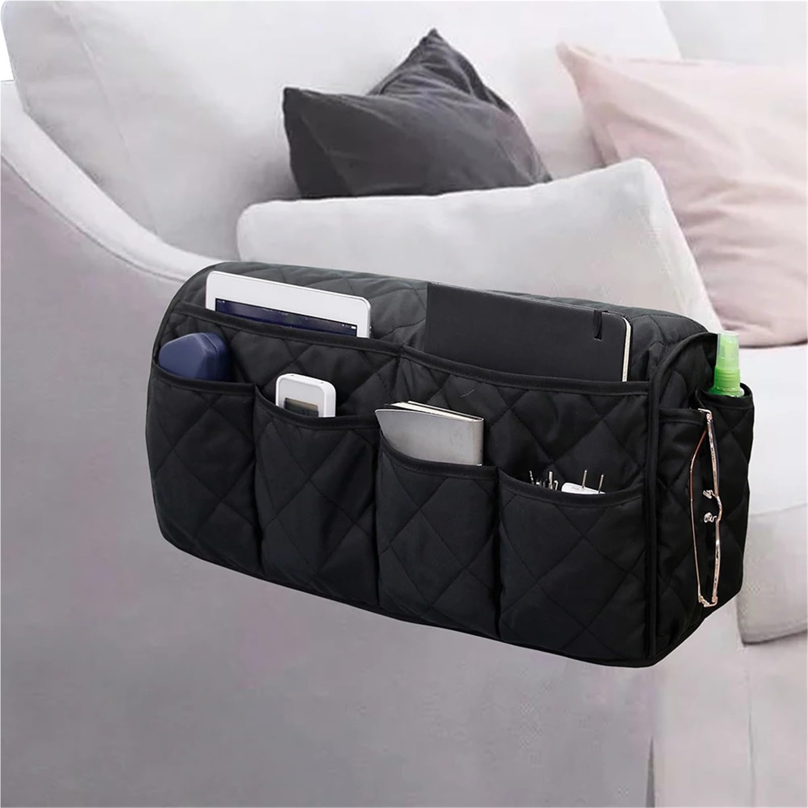 Organisateur d'accoudoir de canapé Multifonction, Accessoires antidérapants, Organisateur Salon avec Poches pour Canapé