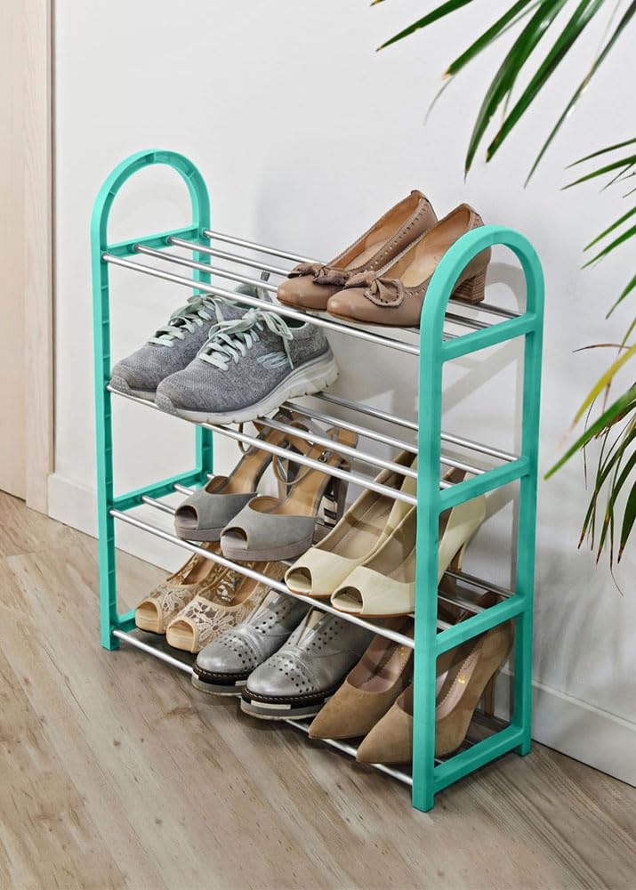 Voency Scarpiera a 10 livelli, in plastica, organizer in ferro, scaffalatura, salvaspazio, multifunzionale, soggiorno, camera da letto, ingresso, corridoio, bagno