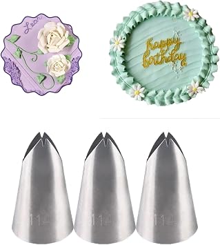 114 Large Leaf Piping Tip,Cake Decorating Tip for Leaves,Swag,Ruffle,Braid,Ripple Border,3 Pcs