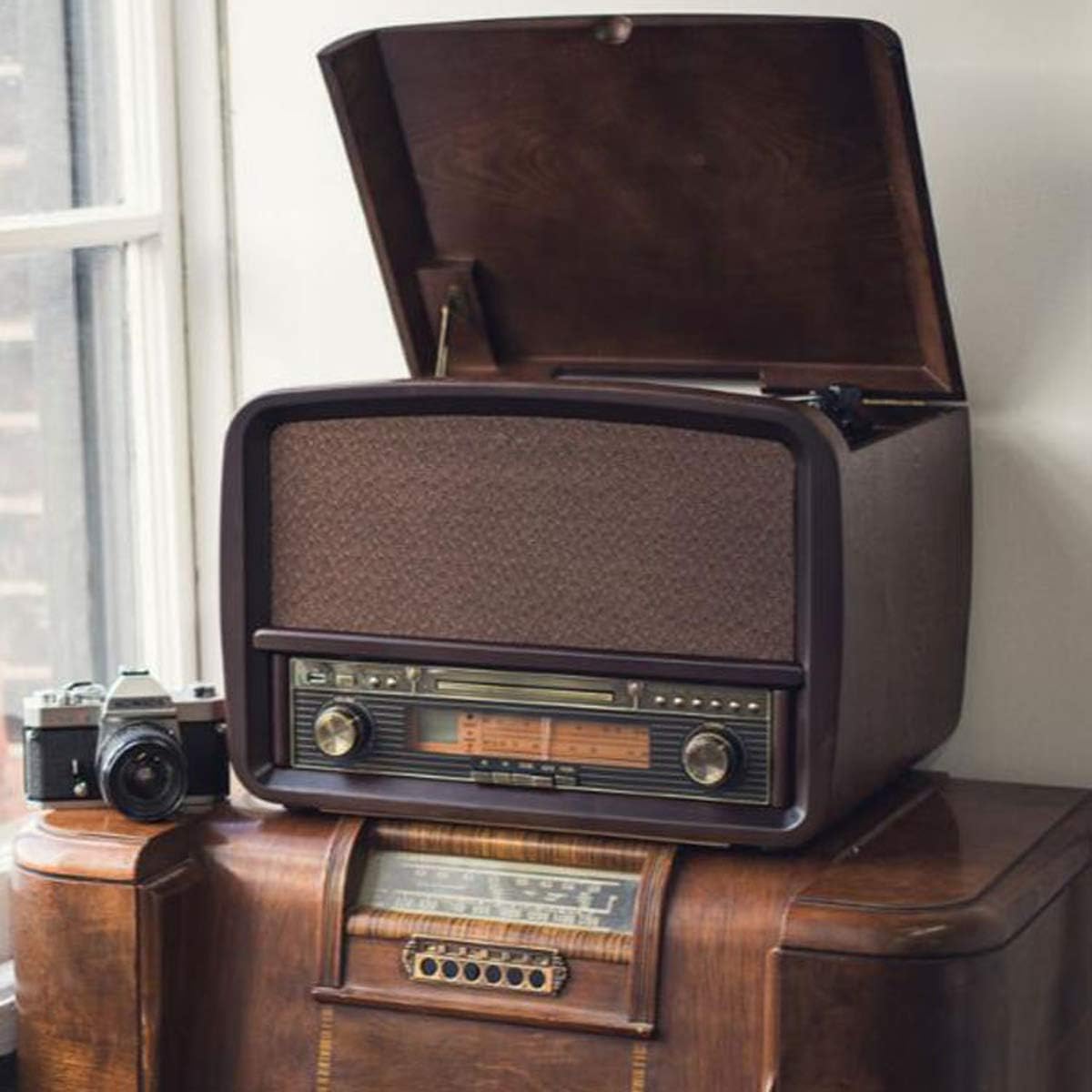 Giradischi portatile wireless Bluetooth con altoparlante integrato, giradischi in vinile a 3 velocità per casa e viaggio
