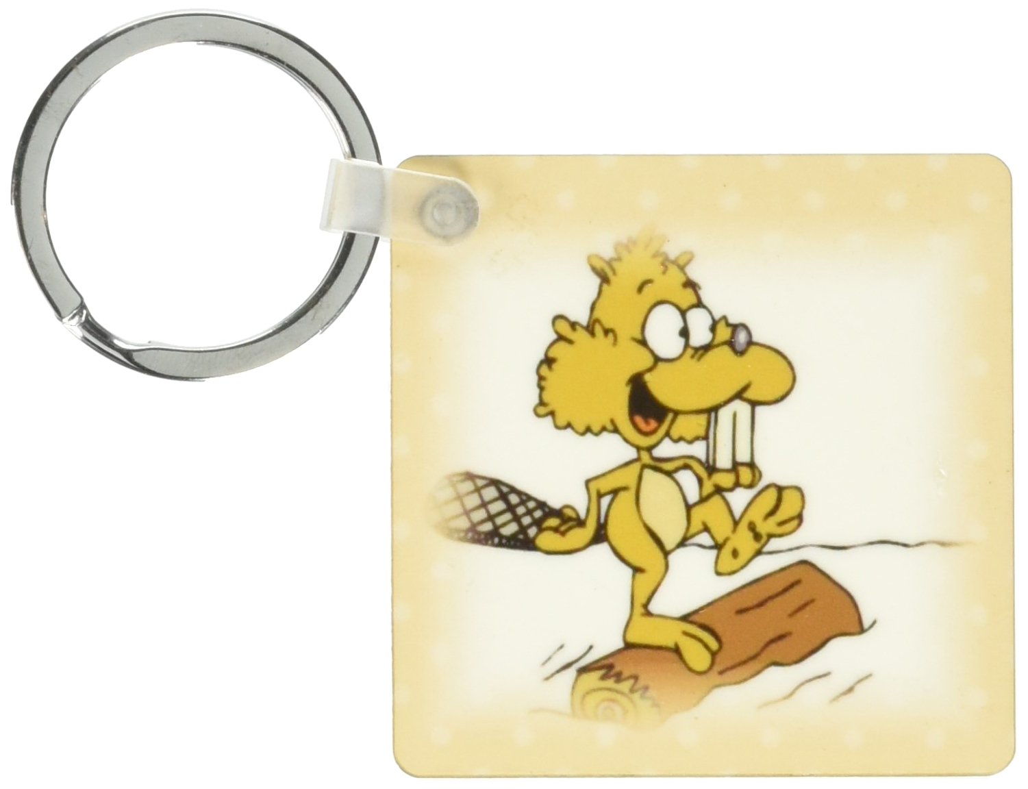 Porte-clés enfant 3dRose KC 205122 impression castor sur bûche beige - 3