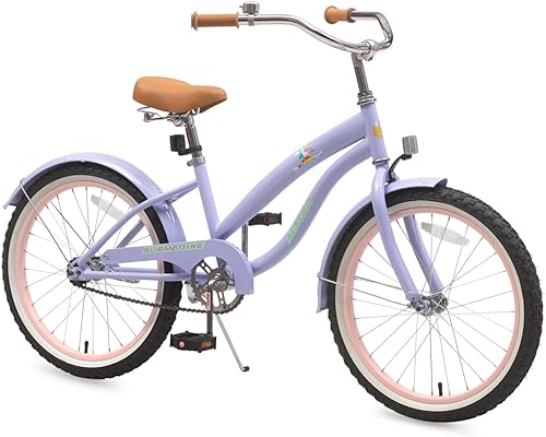 Miniatura 12 de ACEGER Bicicleta crucero de playa para niñas de 5 a 13 años, 16" 18" 20" 24" bicicleta de una sola velocidad para niños incluye freno contrapedal,