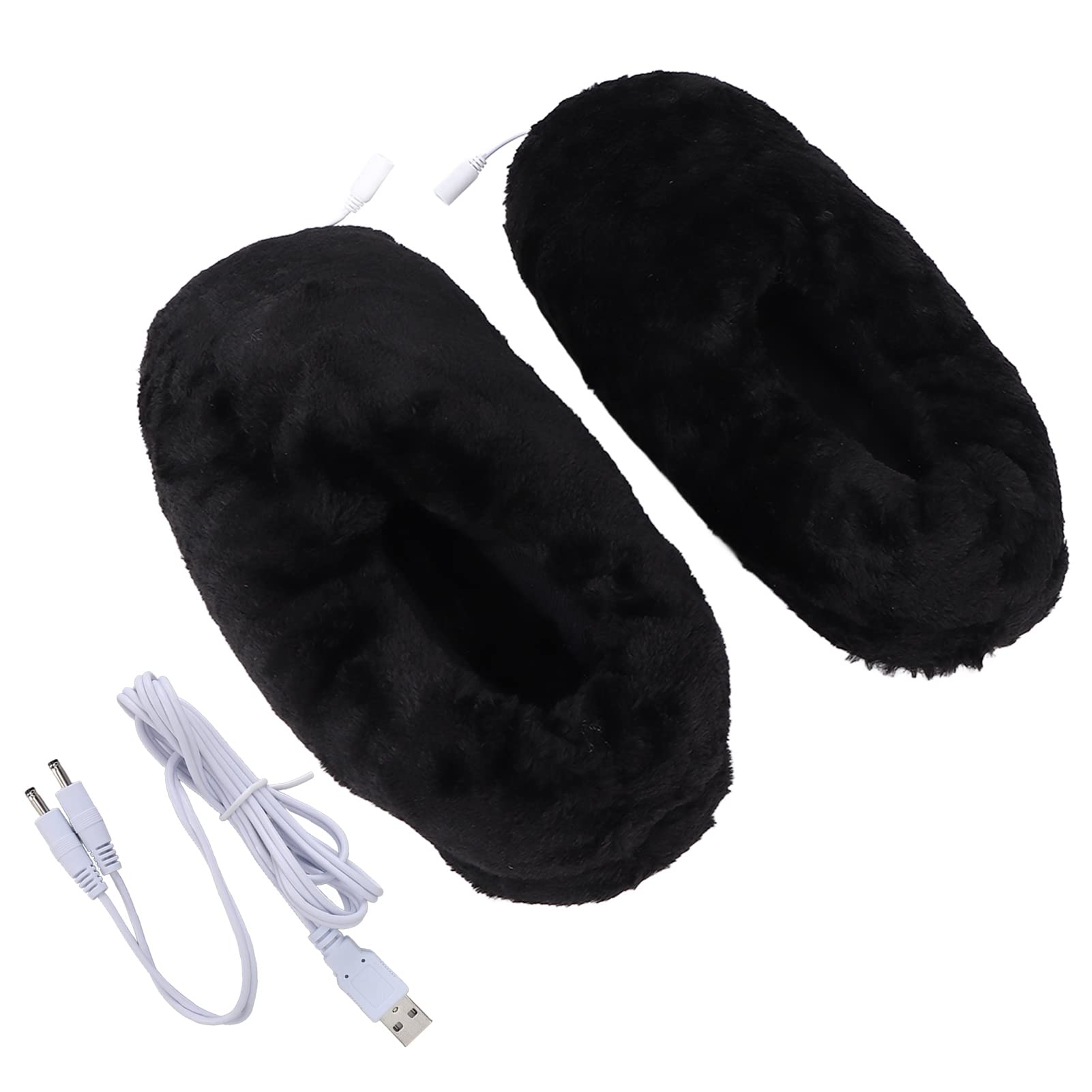 Chaussons Chauffants USB pour Hommes et Femmes, Pantoufles électriques Douces et Confortables pour réchauffer Les Pieds, lavables et idéales pour la Maison et l'extérieur, pour l'hiver - Noir