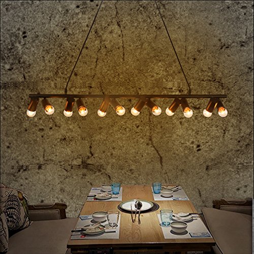 Unitary Brand Modern Black Metal Linear Dining Room Island Light With 12 E26 Bulb Sockets 480W Painted Finish #TOP3