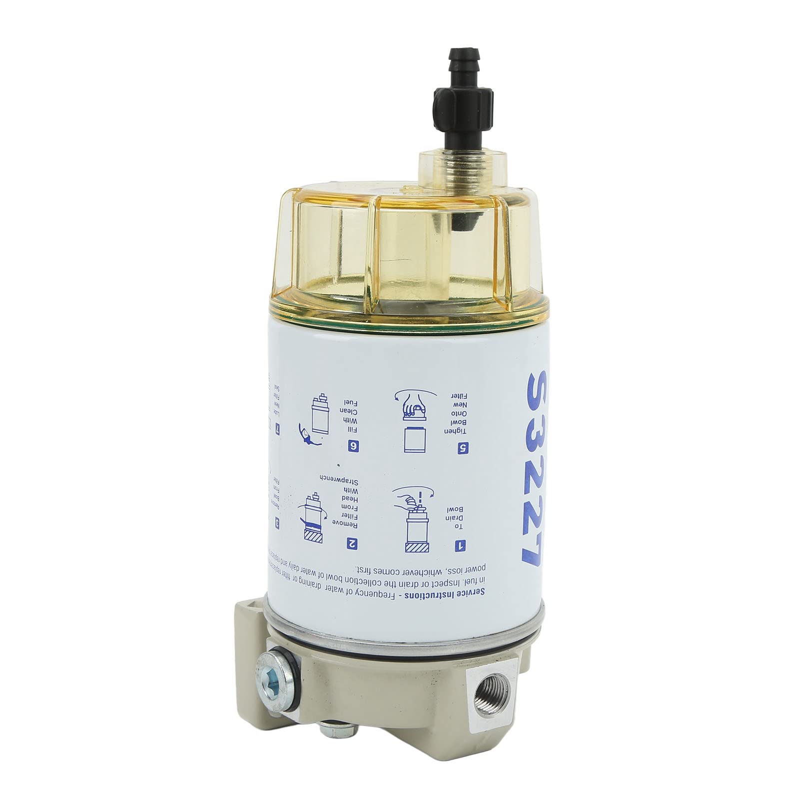 Separatore d'acqua per olio marino Filtro per la separazione dell'acqua del carburante Accessori fuoribordo Sostituzione Guscio in lega di alluminio durevole per motoscafi